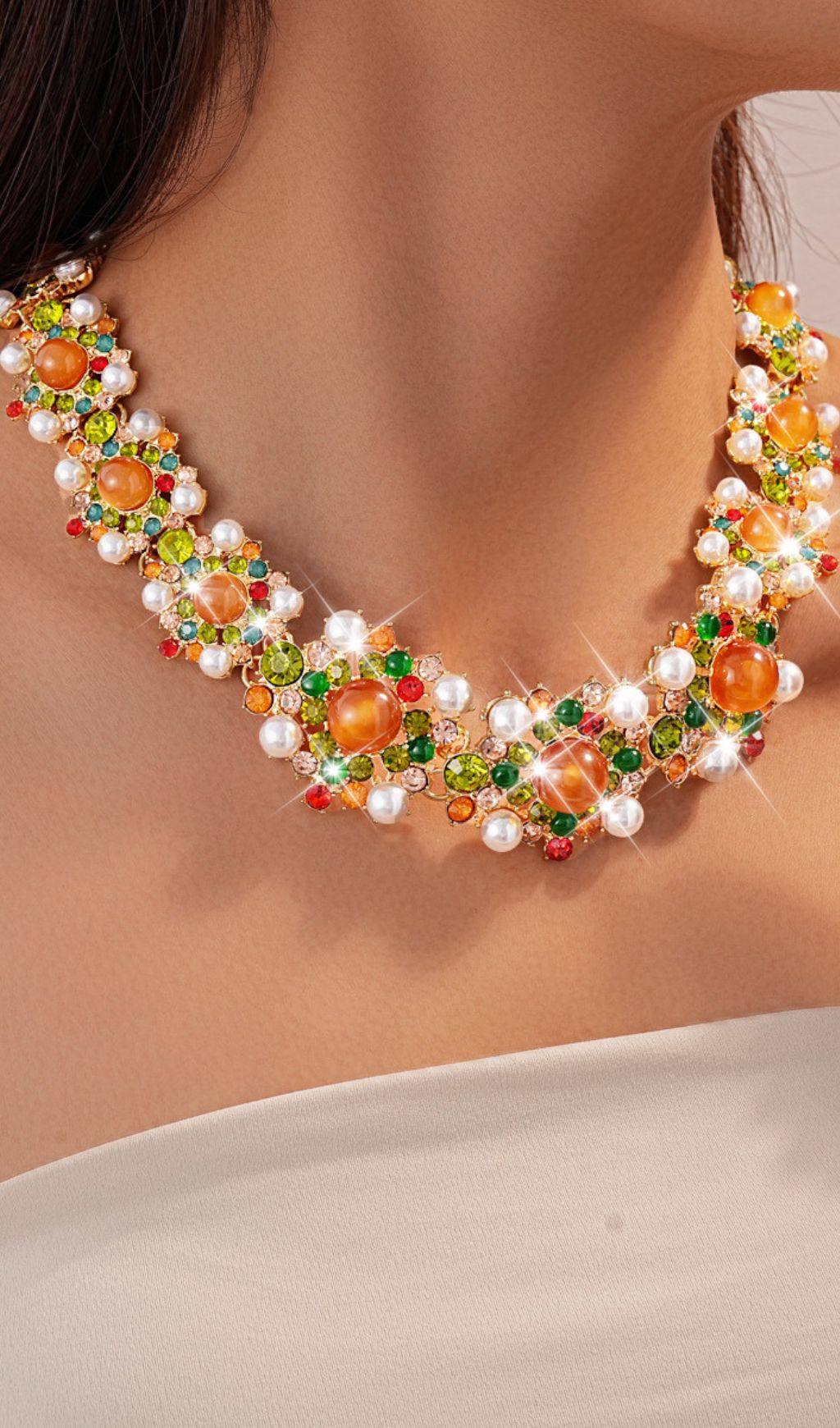 Kagami Vibrant Multi-Color Gemstone & Pearl Statement Jewelry Set