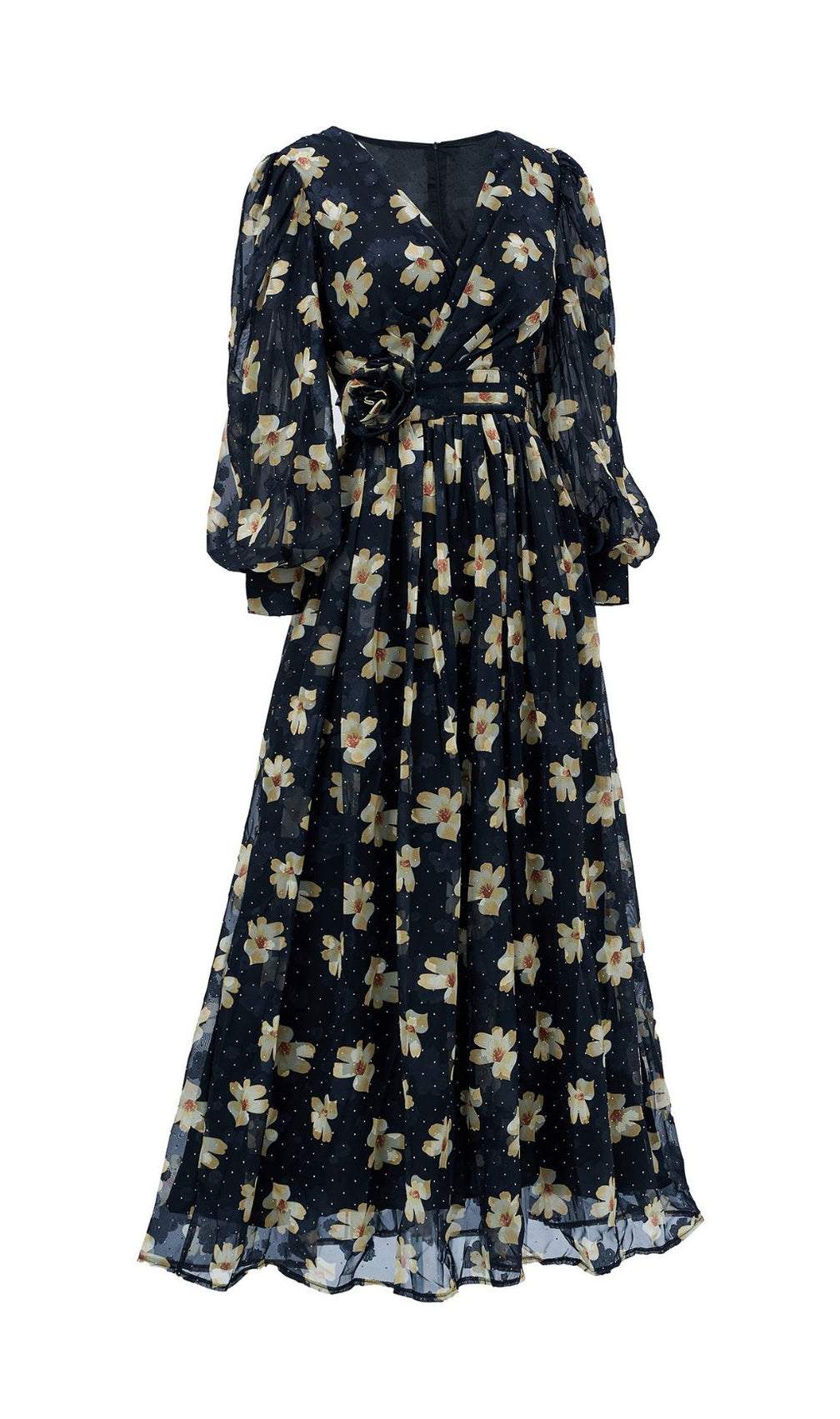 Feodora Floral Printed Long Sleeve Maxi Dress