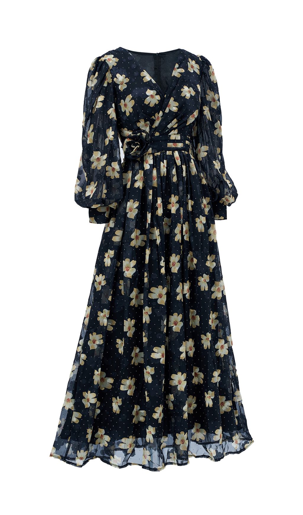 Feodora Floral Printed Long Sleeve Maxi Dress