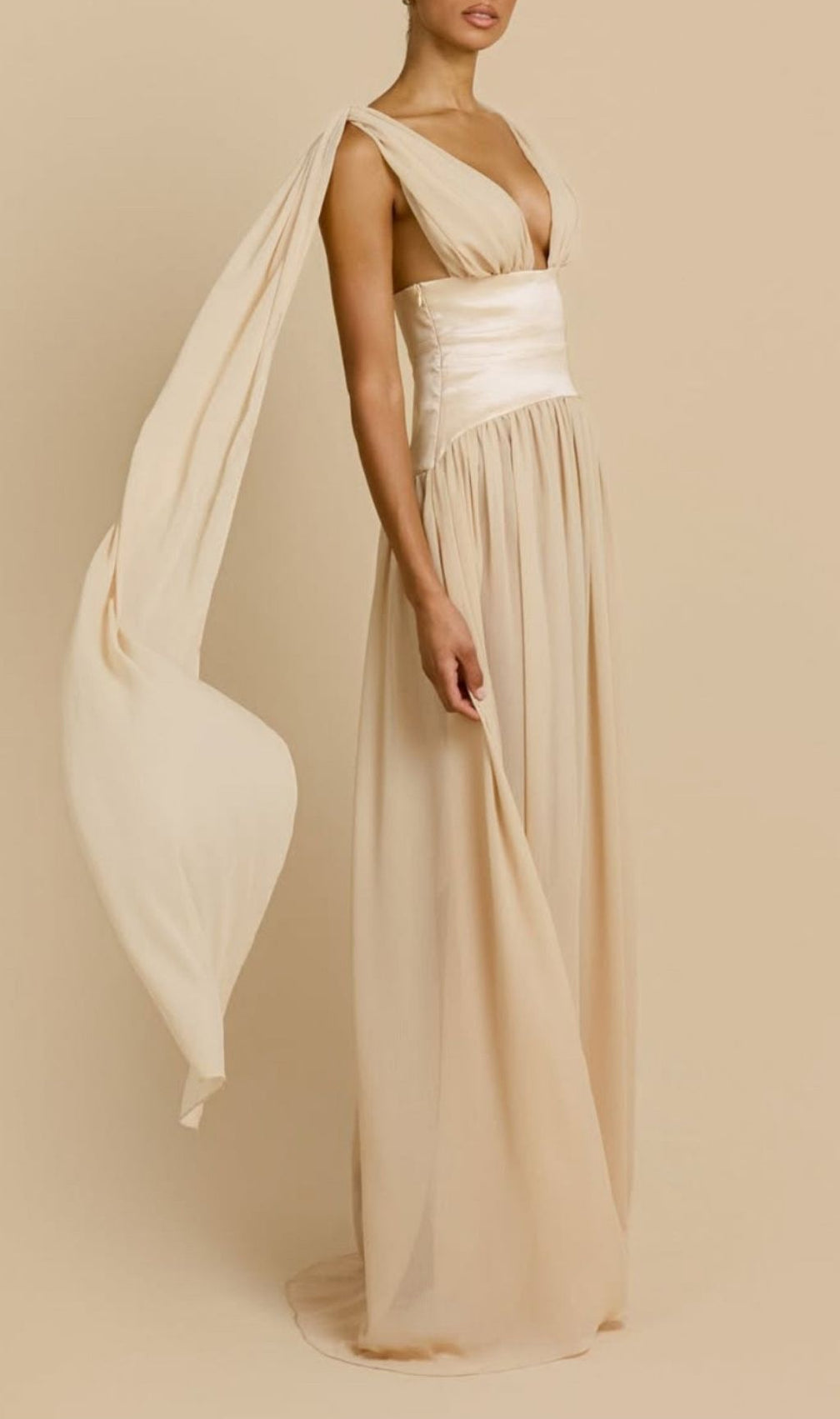 Korinna Ivory Chiffon Maxi Dress