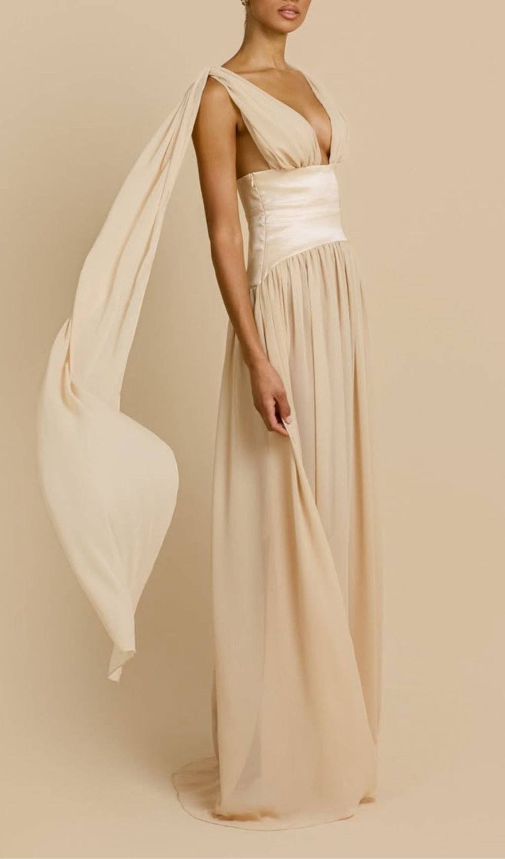 Korinna Ivory Chiffon Maxi Dress