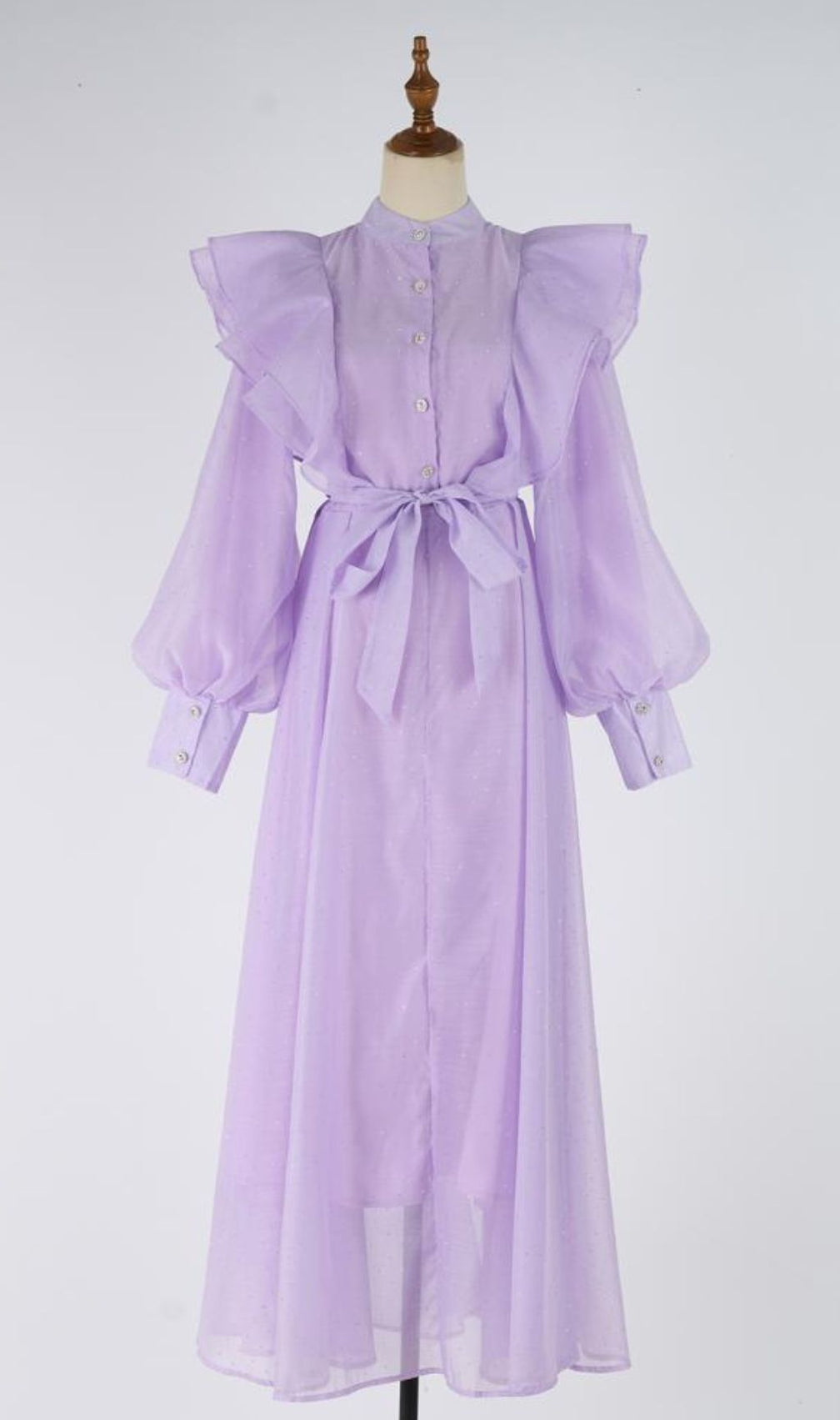 Jolanda Sparkle Ruffle Maxi Dress - Elegant Long Sleeve Gown