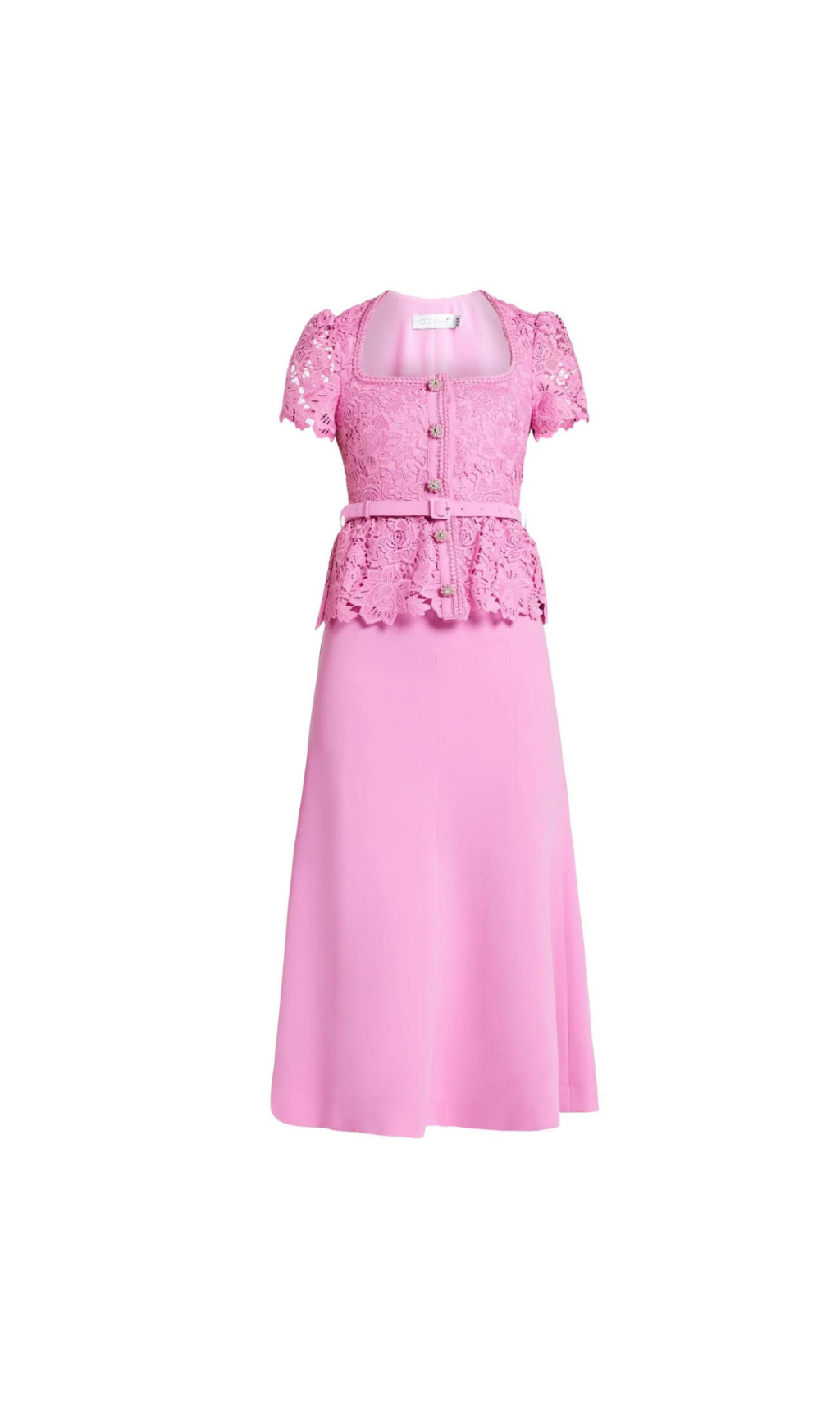 Aloha Pink Lace Tailored Midi Dress