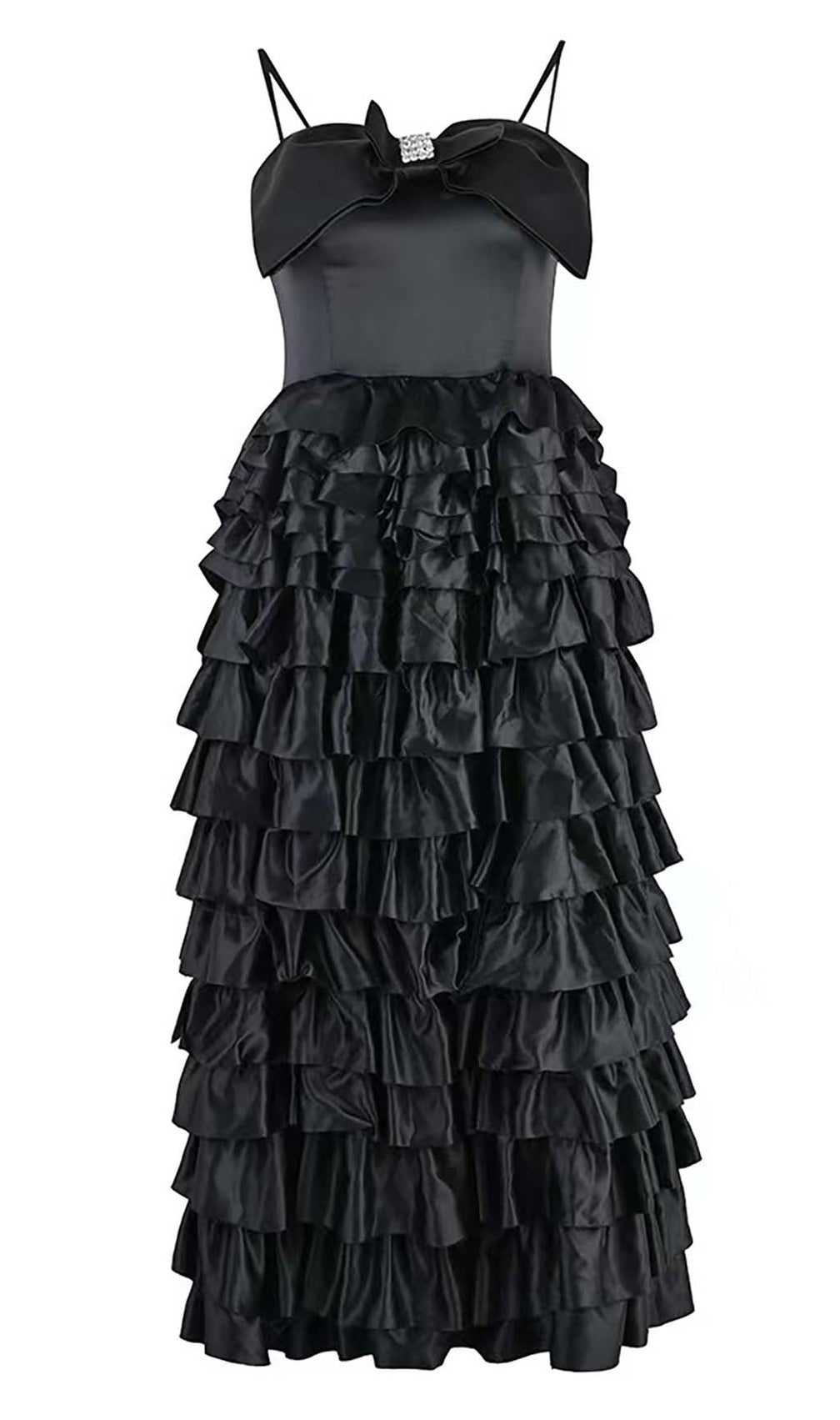 Layered Bow-Embellished Maxi Dress In Black