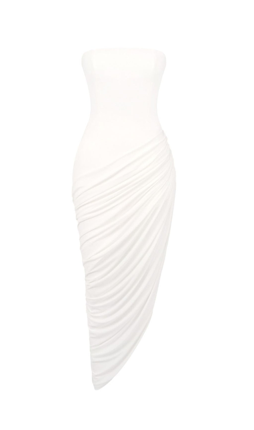 Julianne White Strapless Maxi Dress | Elegant Draped Goddess Gown