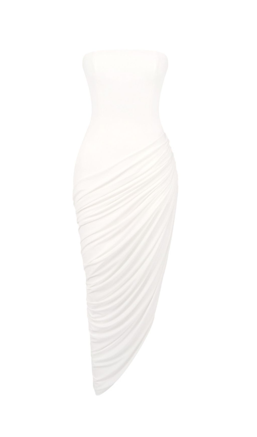 Julianne White Strapless Maxi Dress | Elegant Draped Goddess Gown