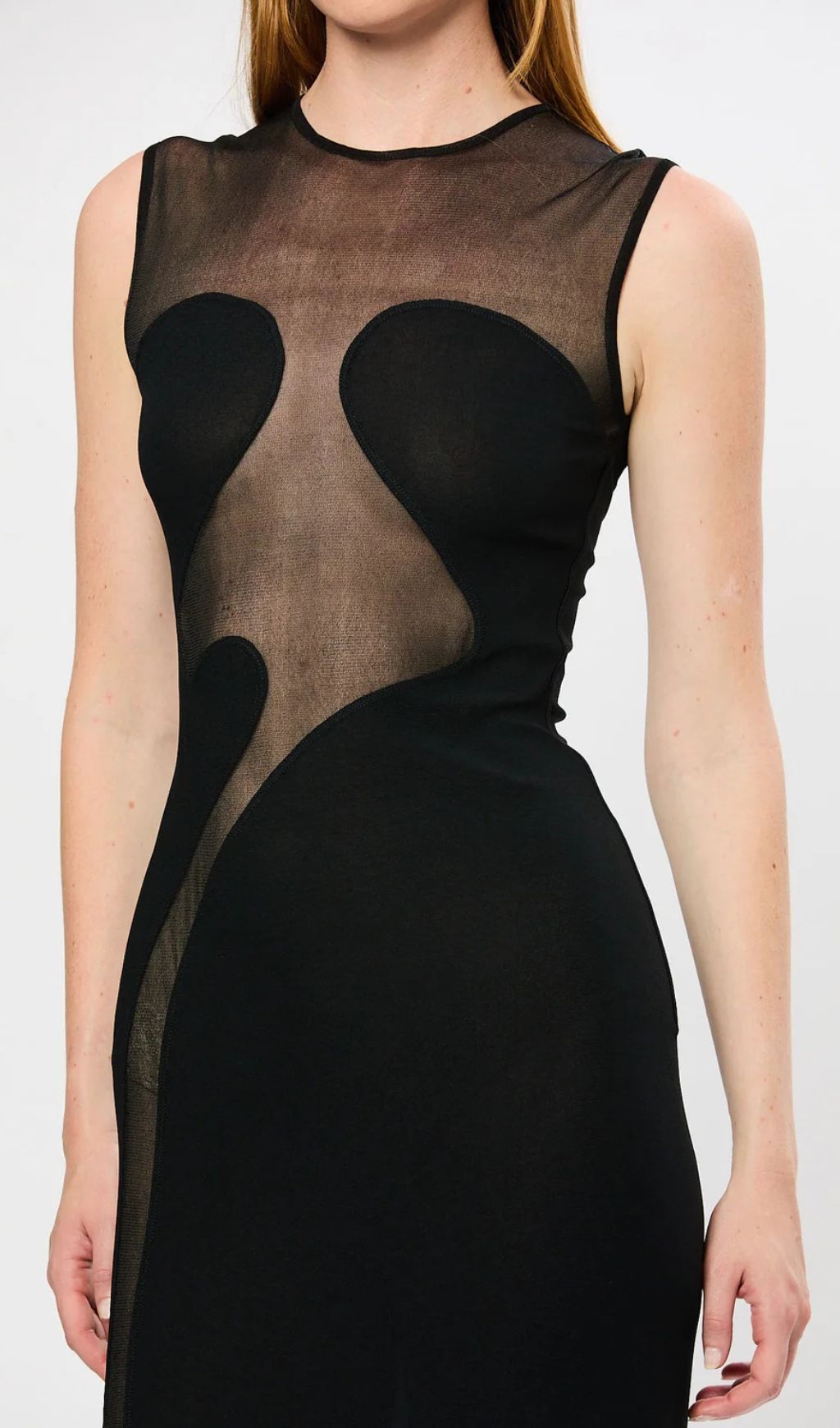 Fadia Black Mesh Bandage Maxi Dress