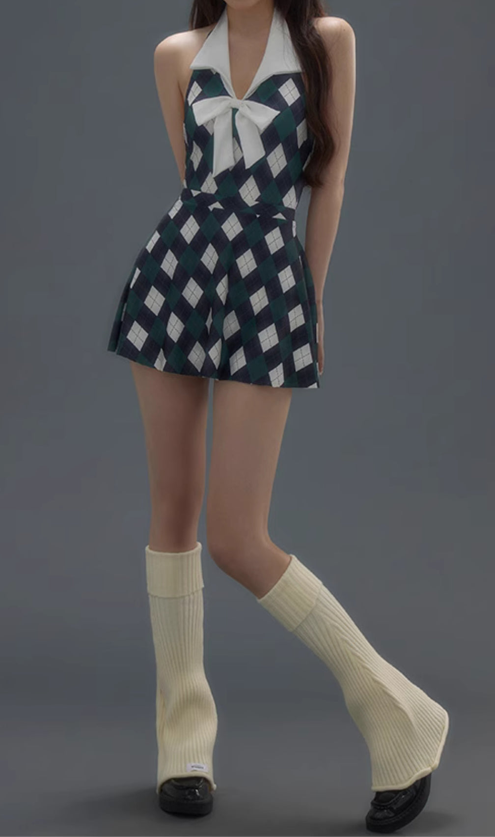 Danger Argyle One-Piece Swimsuit & Skirt