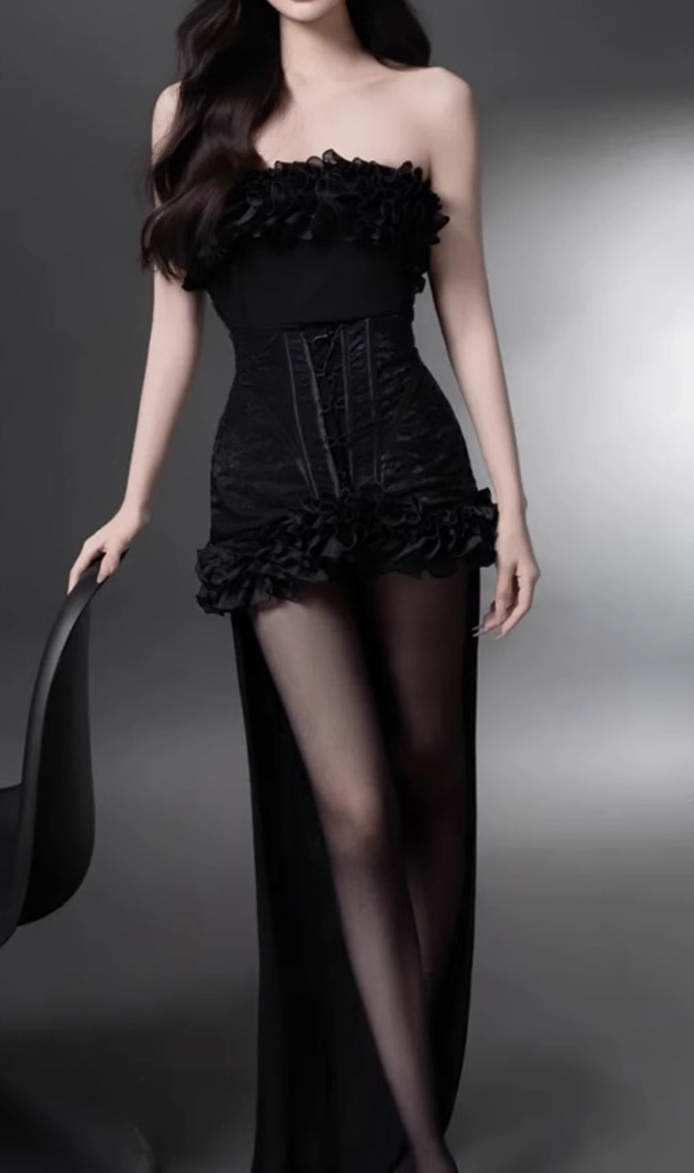 Eithne Black Strapless Mini Dress