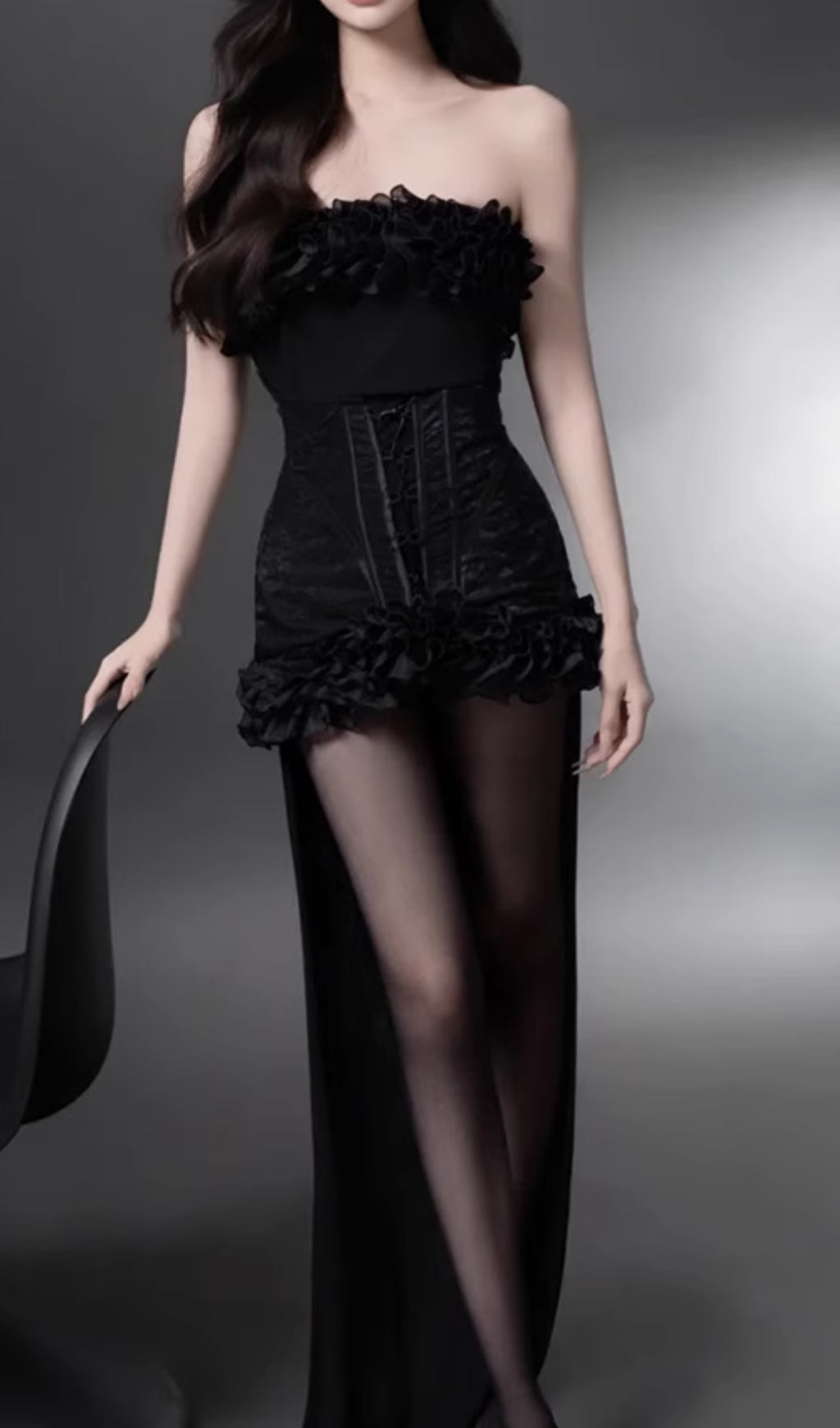 Eithne Black Strapless Mini Dress