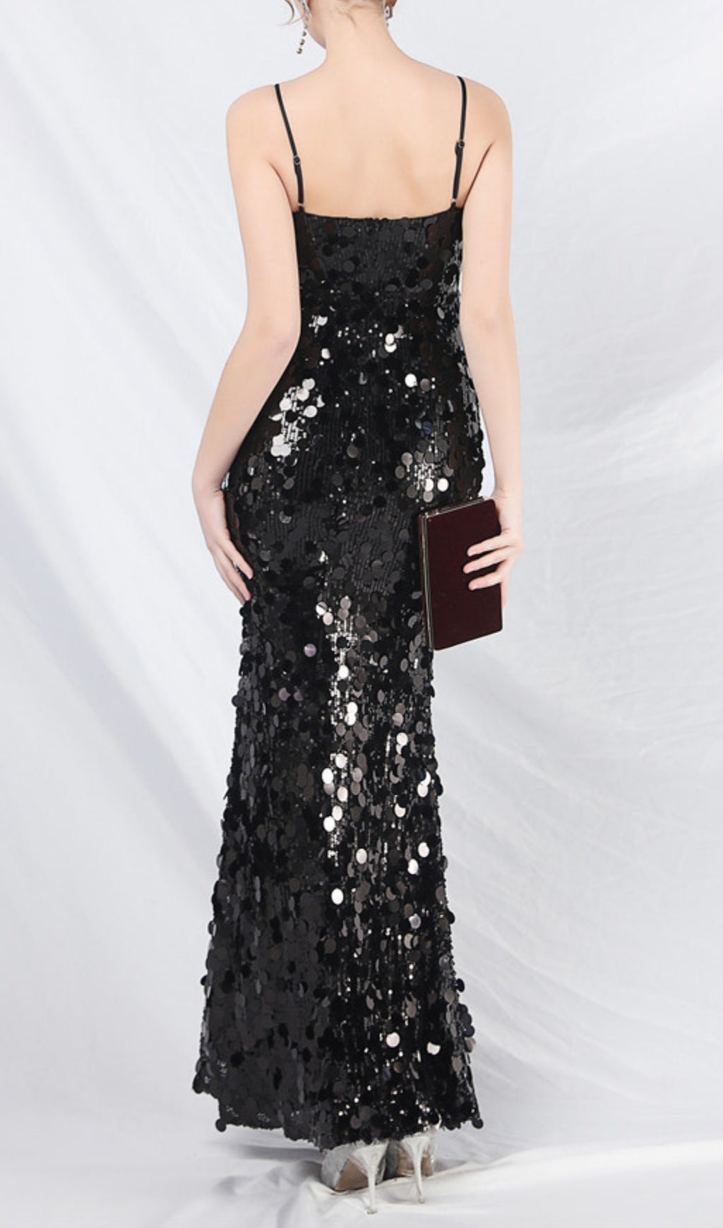 Chole Black Strappy Sequin Maxi Dress