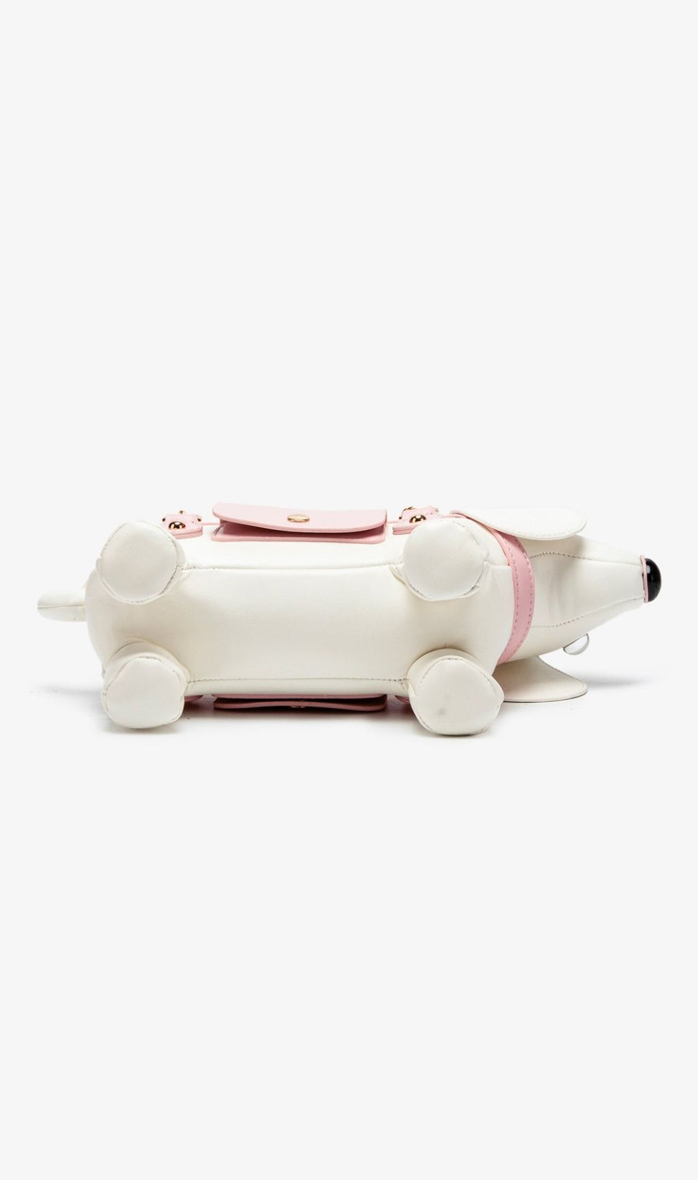 Khari Whimsical White Dog Handbag with Pink Accents - Chic Novelty Purse