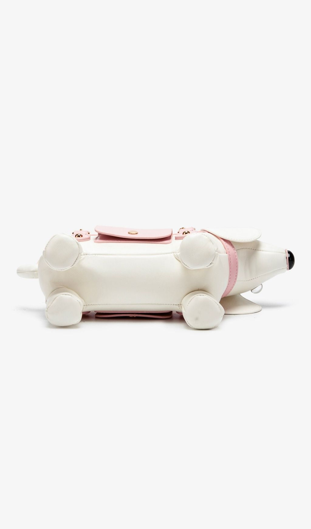 Khari Whimsical White Dog Handbag with Pink Accents - Chic Novelty Purse