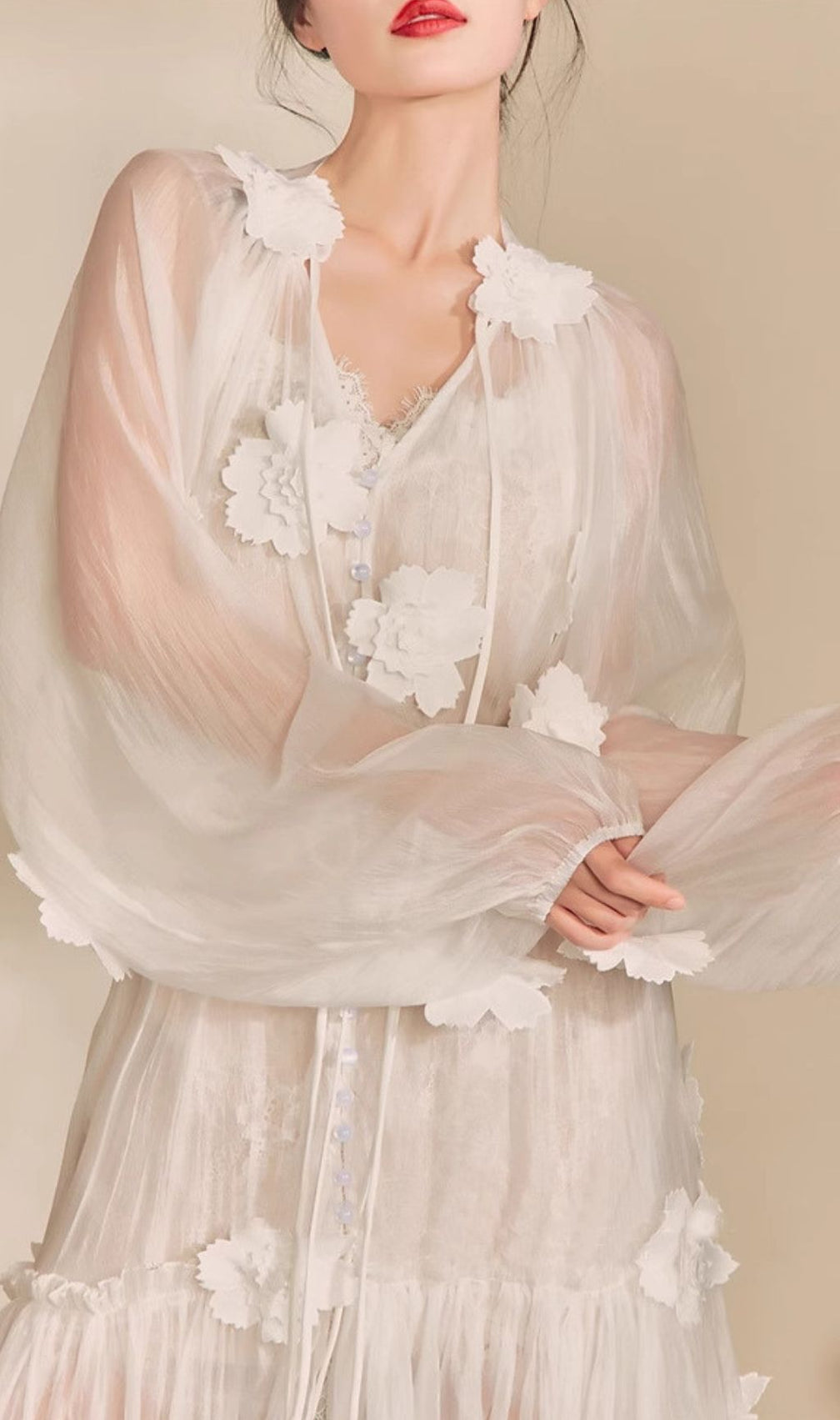 Fayre White Flower Embroidery Midi Dress