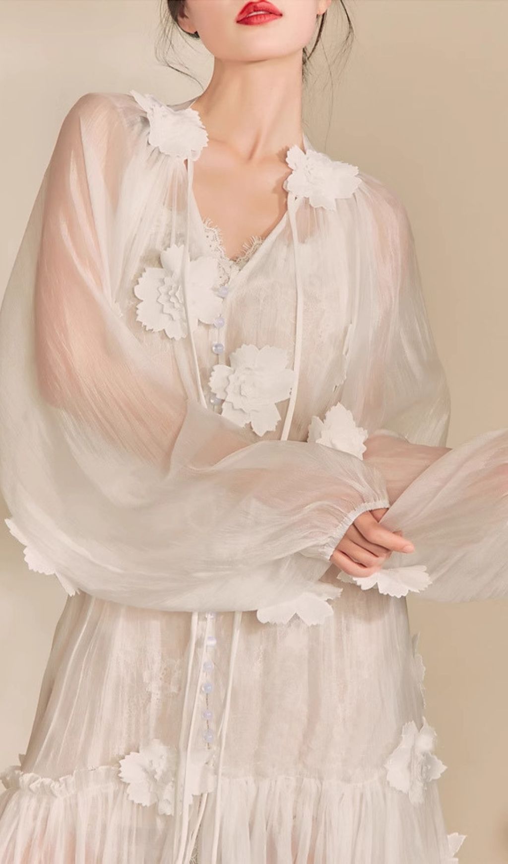 Fayre White Flower Embroidery Midi Dress