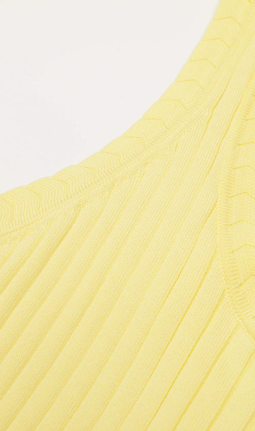 Jackie Yellow Ribbed Knit Maxi Dress & Cardigan Set