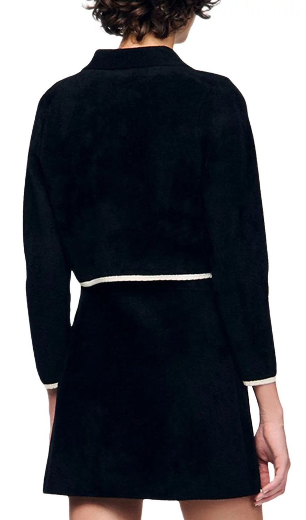 Jenne Chic Two-Tone Knit Cardigan Top | Classic Black & Cream Trim