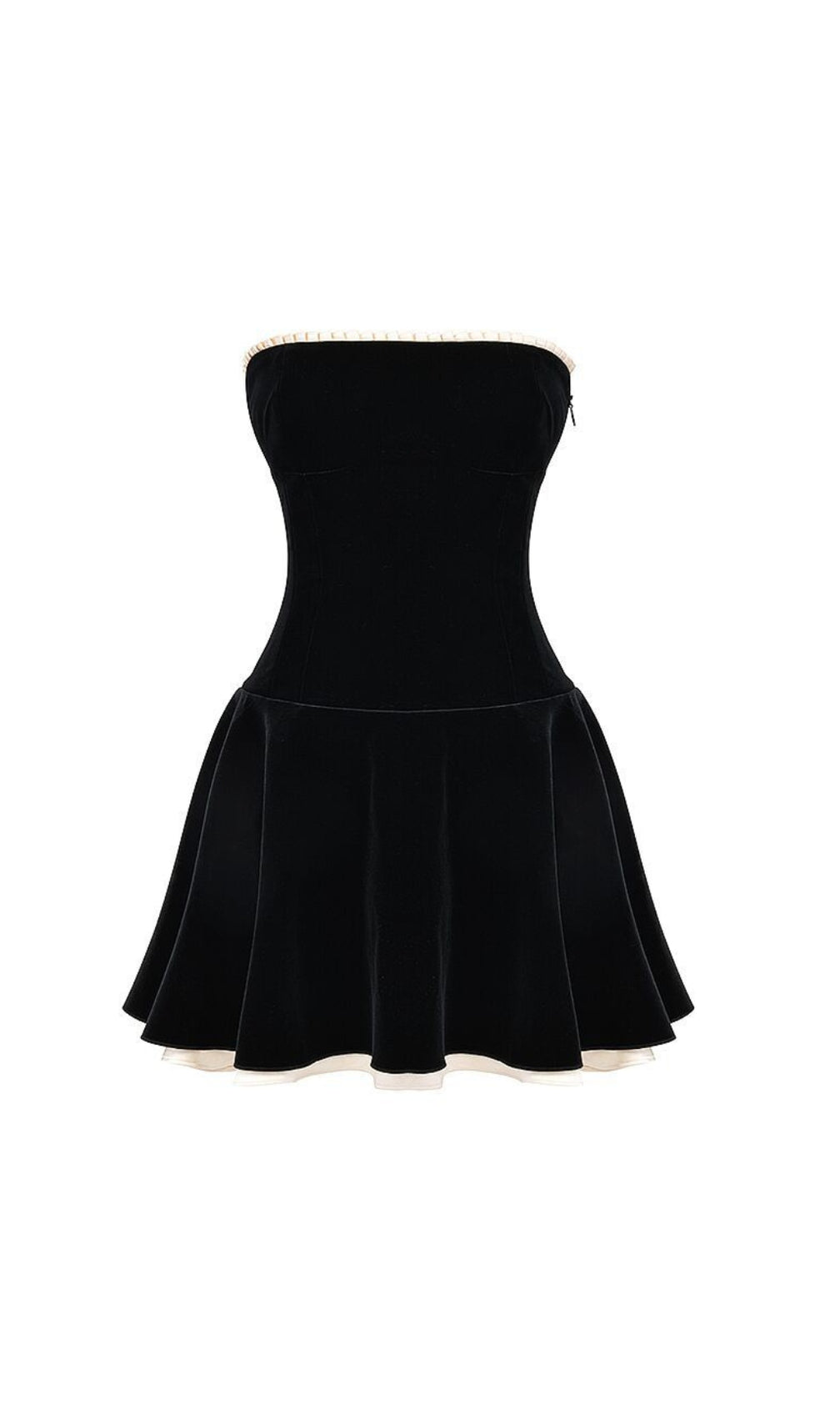 Christ Black Strapless Velvet Mini Dress