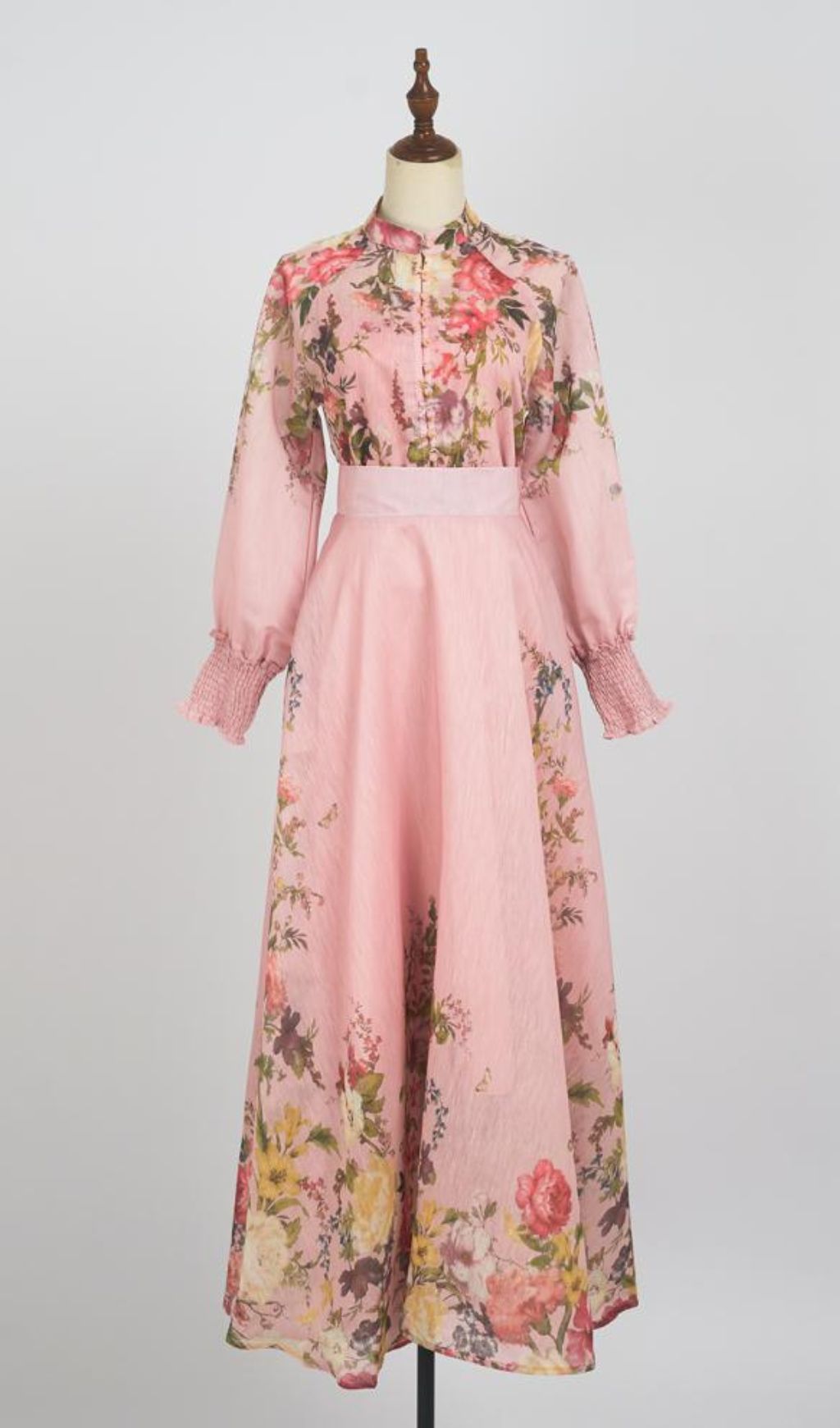 Gina Pink Floral  Long Sleeve Blouse & Skirt Set