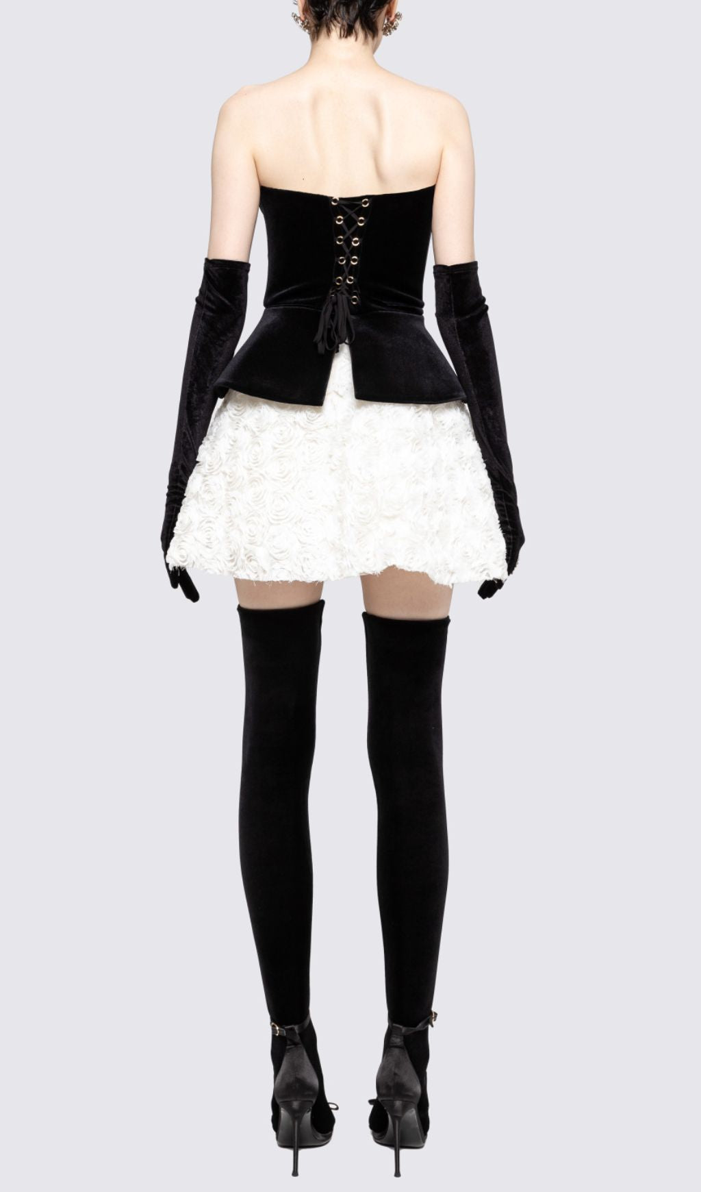 Gefion Strapless Lace-Up Flower Skirt Set