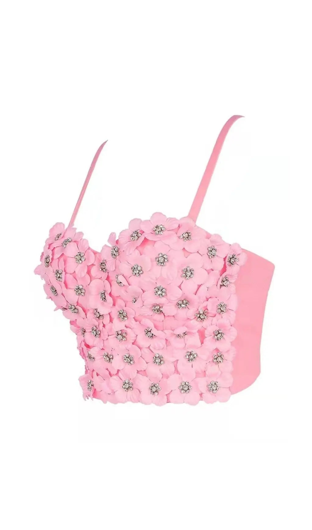 Pink Flower Crystal Top
