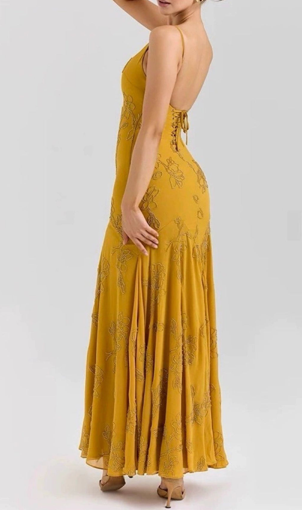 Kianga Romantic Floral Embellished Maxi Dress | Elegant Gala & Wedding Guest Gown