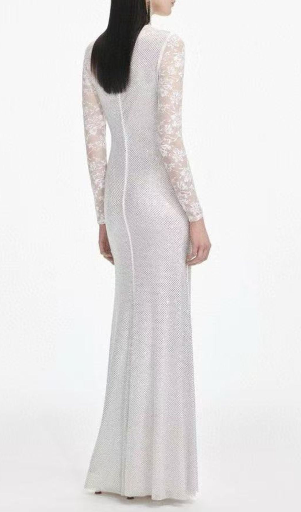 Raerion Dazzling White Rhinestone Lace Maxi Gown - Elegant Evening Dress