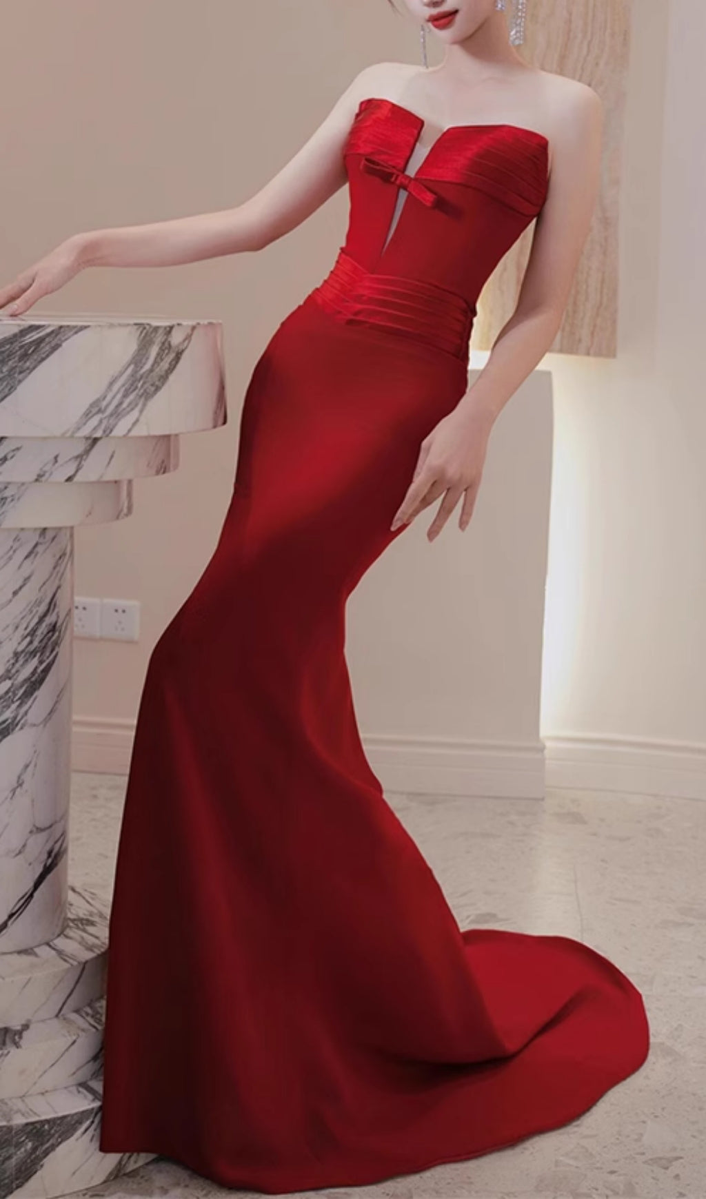 Edimeia Red Strapless Maxi Dress