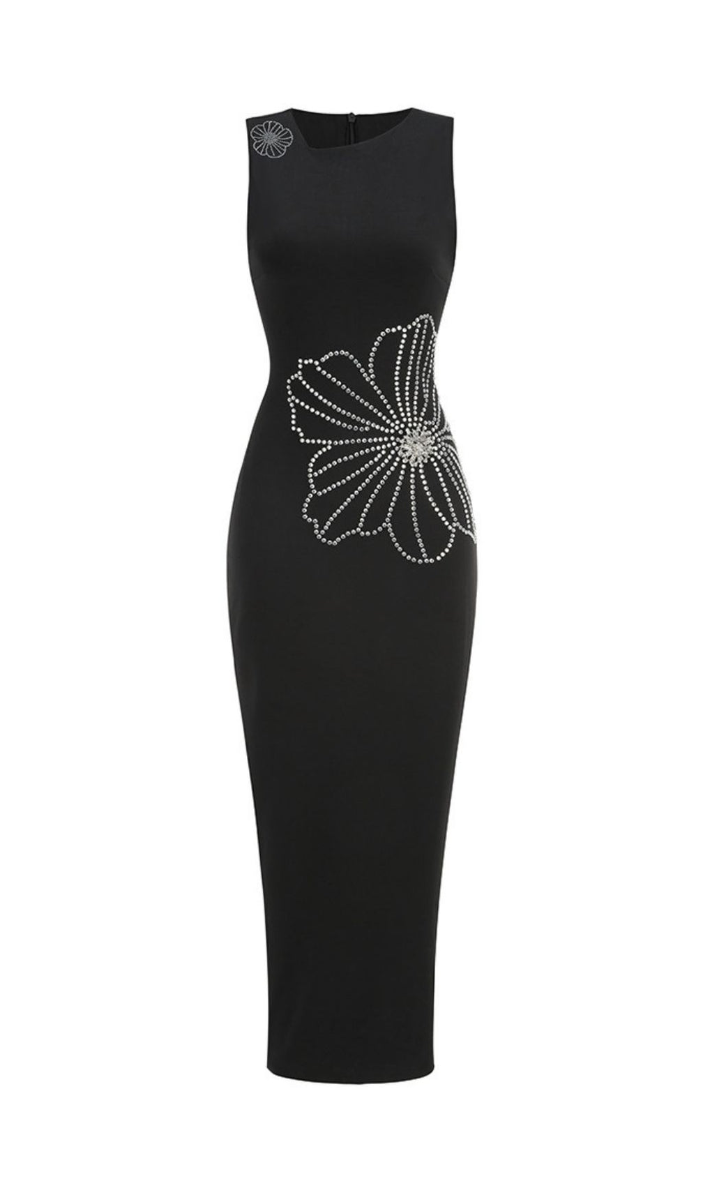 Keni Glamorous Black Sleeveless Diamante Floral Maxi Gown | Evening & Gala