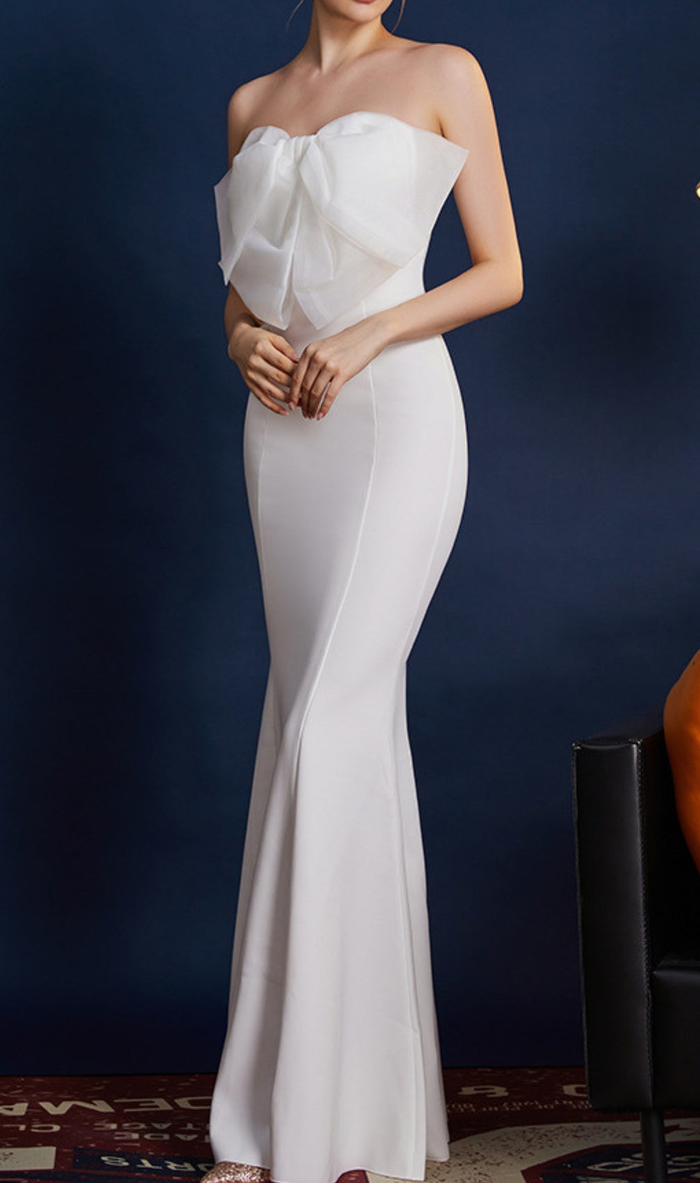 Druella Strapless Bow Maxi Dress