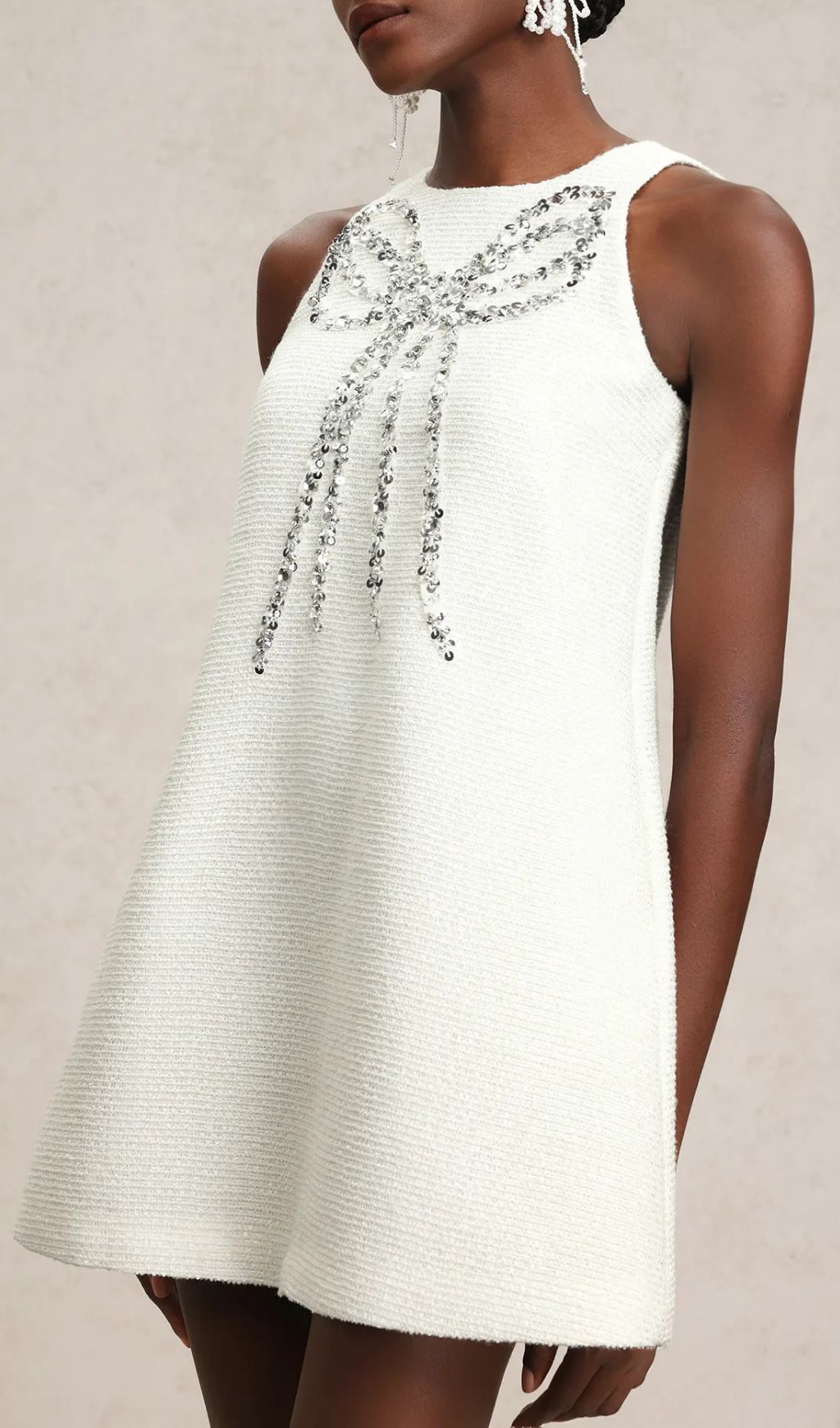 Fannie White Bowknot Mini Dress