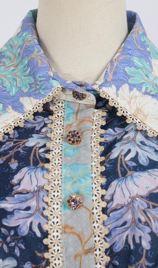 Gladys Printed Long Sleeve Shirt & Skirt Set