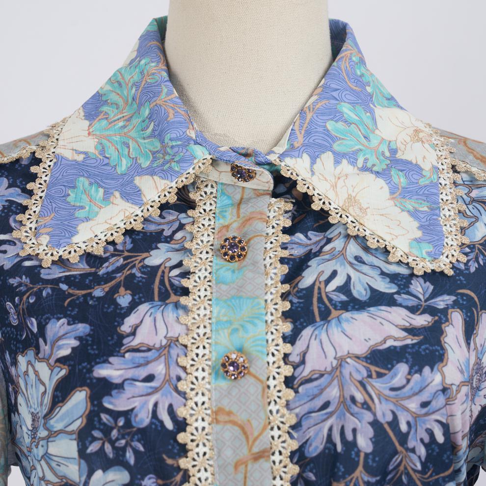 Gladys Printed Long Sleeve Shirt & Skirt Set