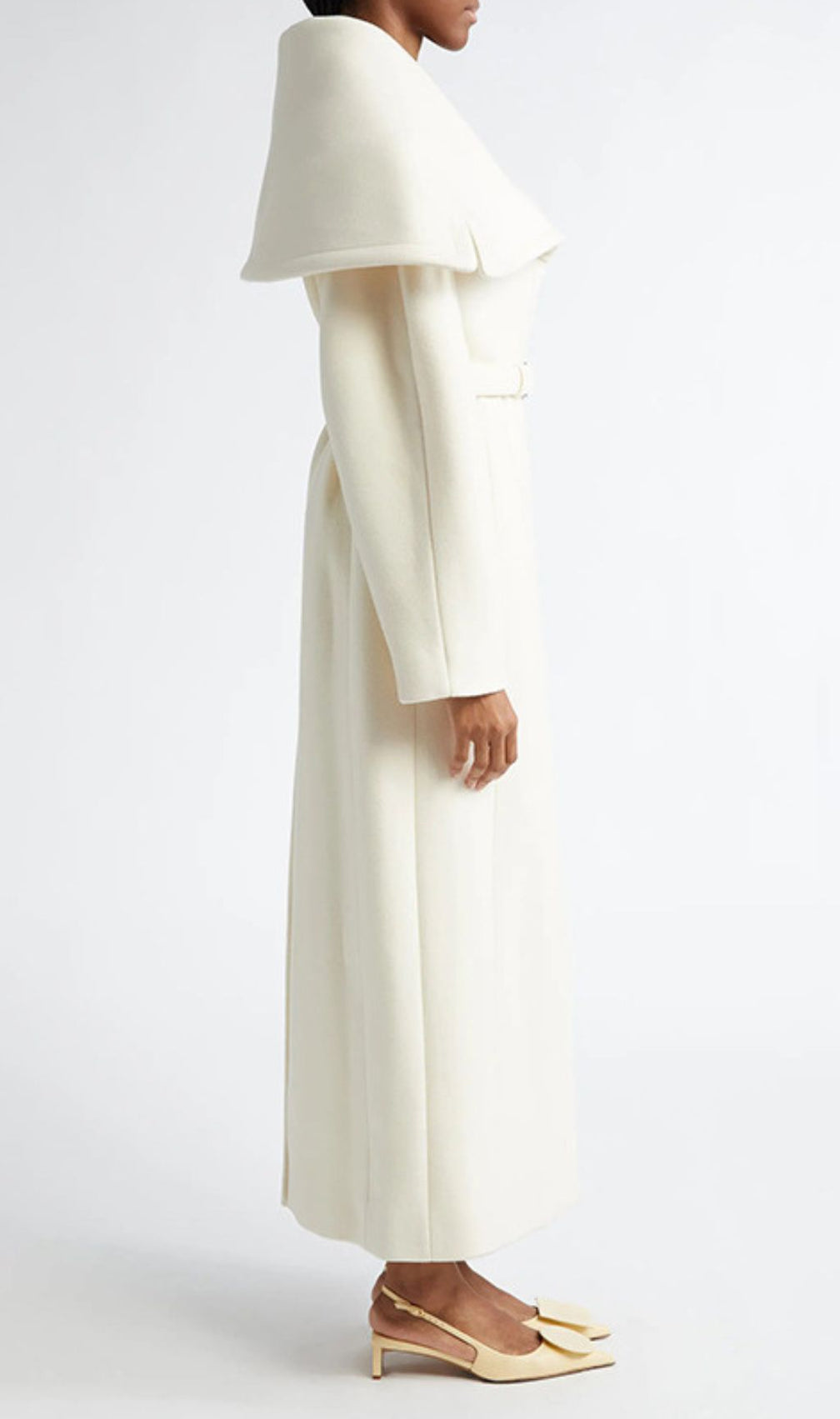 Izabella Luxe Belted Maxi Coat - Draped Collar & Tailored Elegance