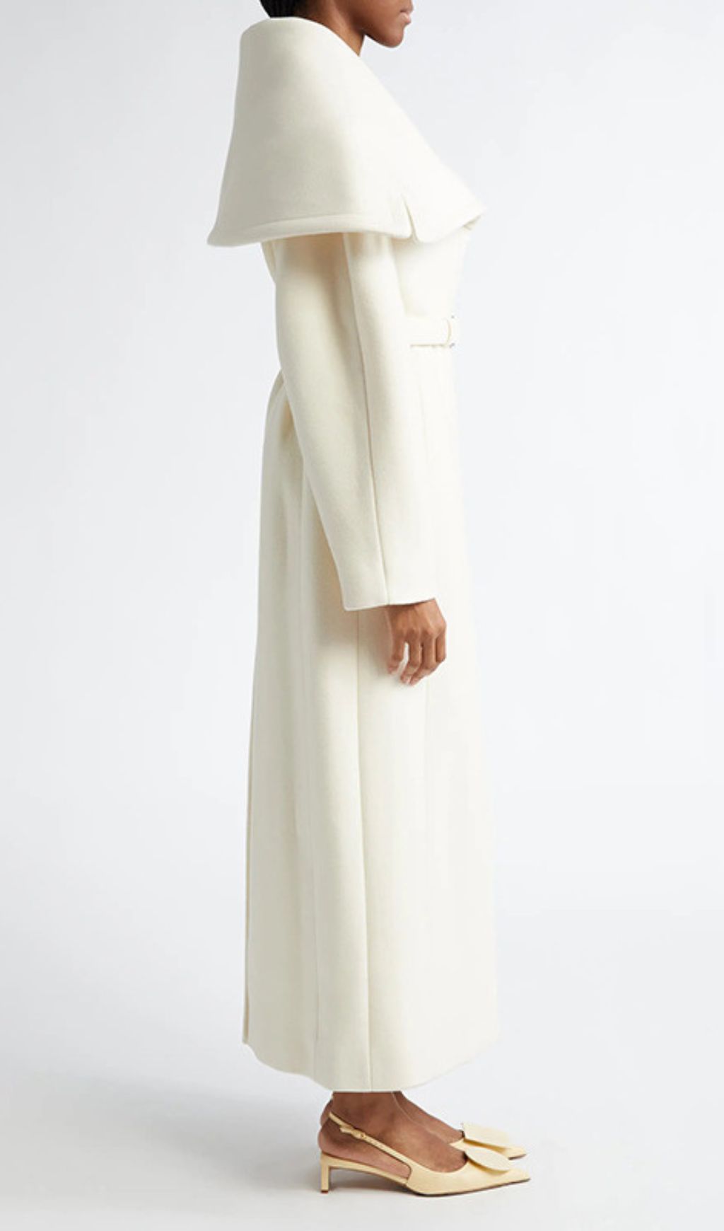 Izabella Luxe Belted Maxi Coat - Draped Collar & Tailored Elegance