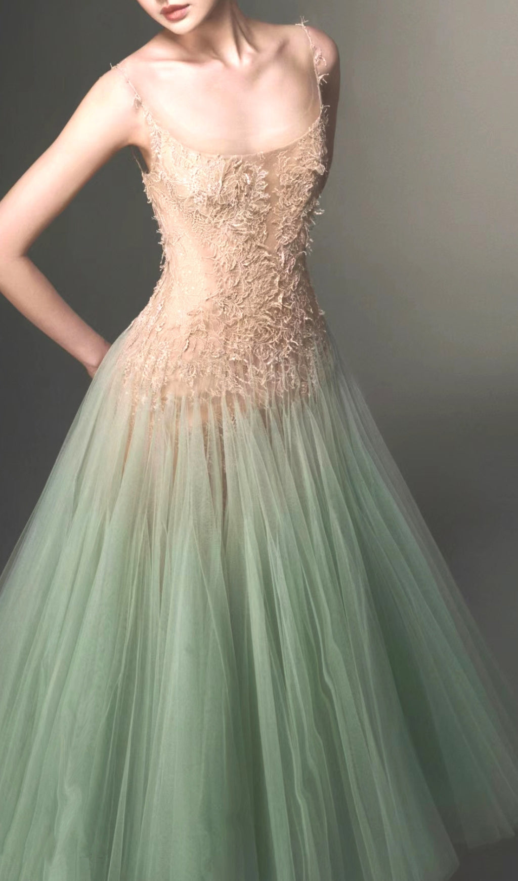 Csenge Lace Mesh Patchwork Maxi Dress