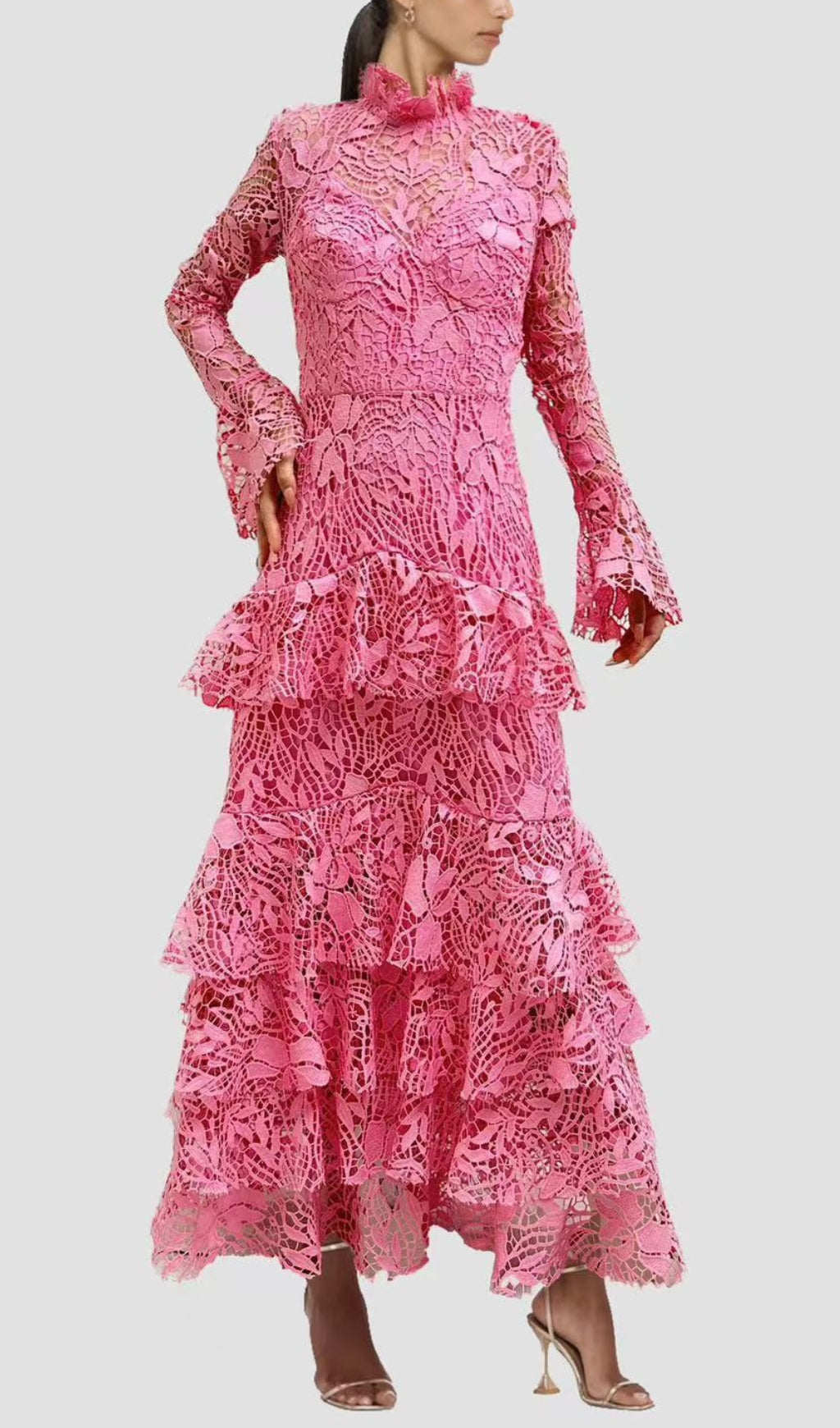 Anfisa Pink Lace Maxi Dress