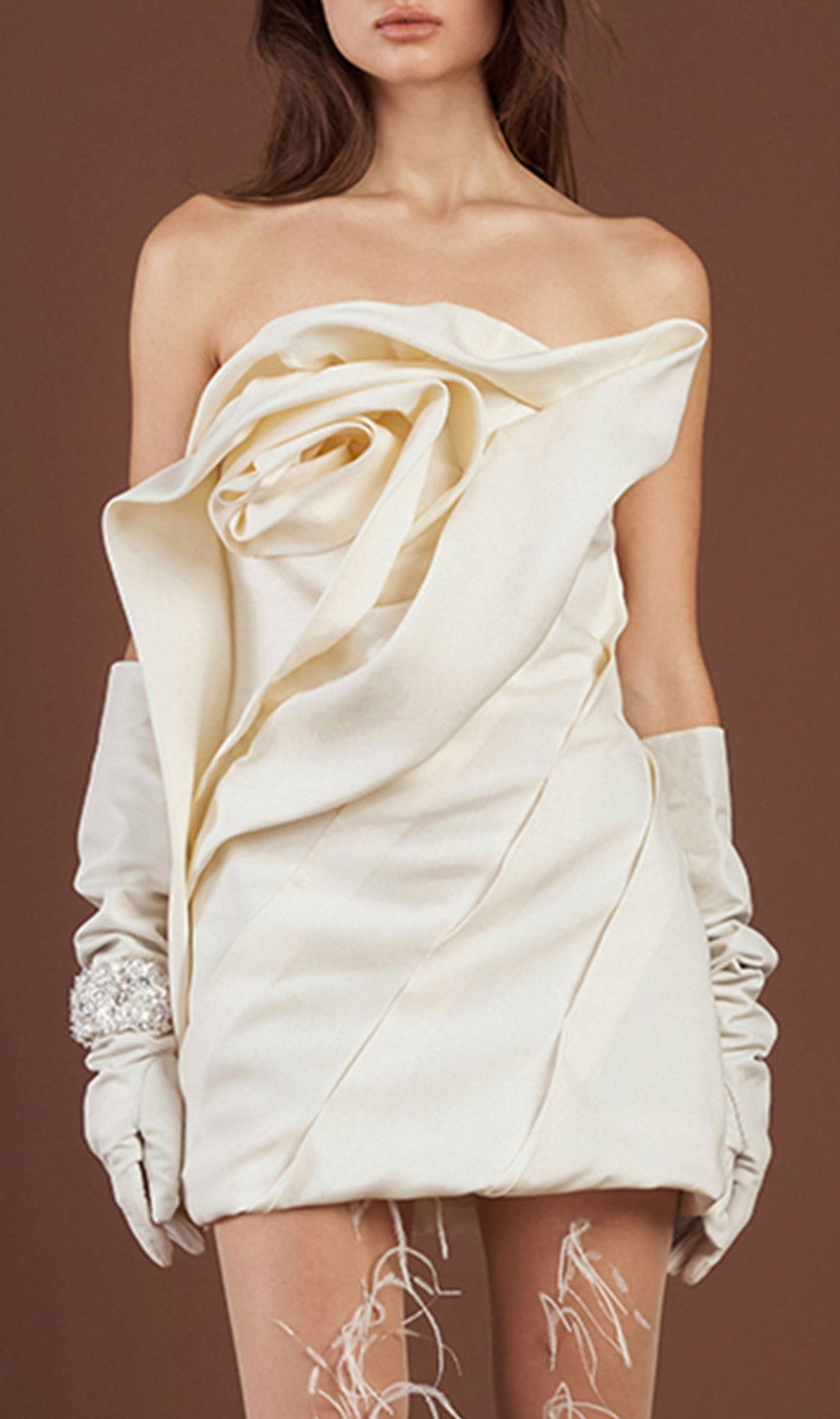 Calissa Strapless Flower Mini Dress