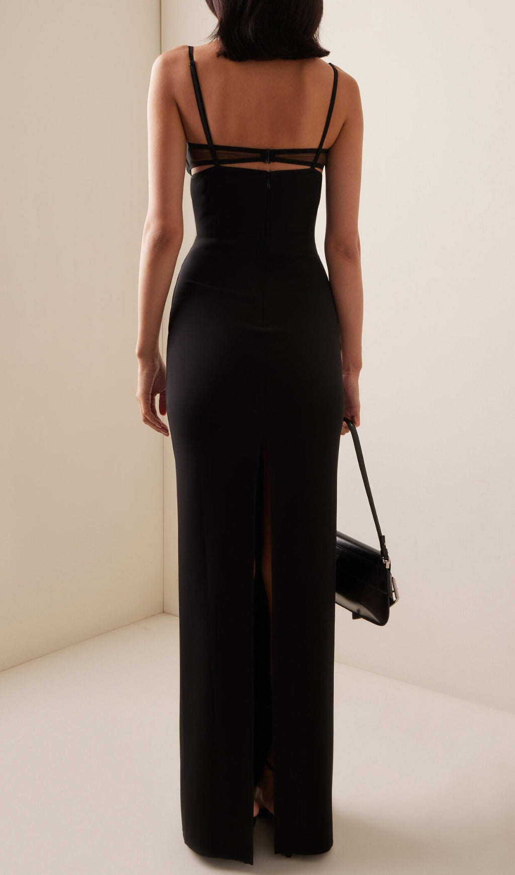 Black Mesh Insert Bandage Maxi Dress