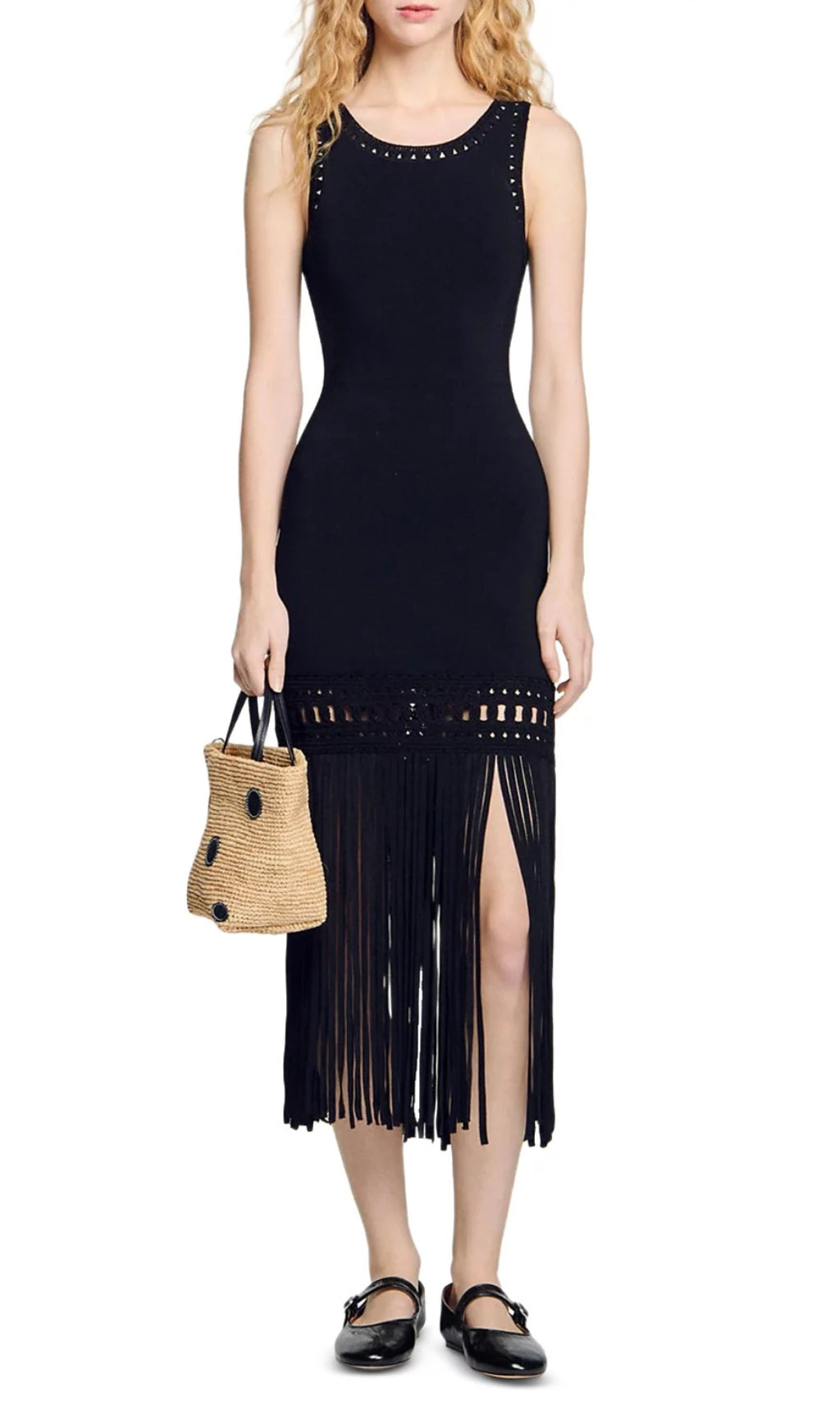 Fringed Knit Dress