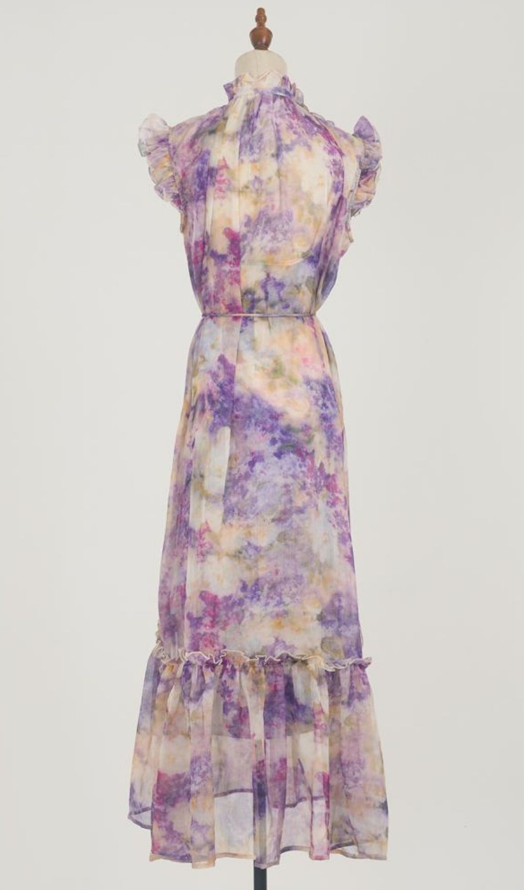 Kamila Artistic Purple Print Flowy Midi Dress