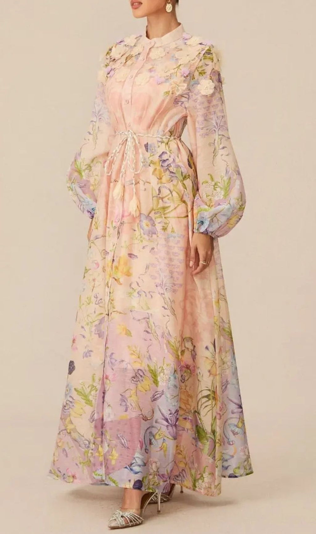 Kate Floral Print Tie Waist Maxi Dress