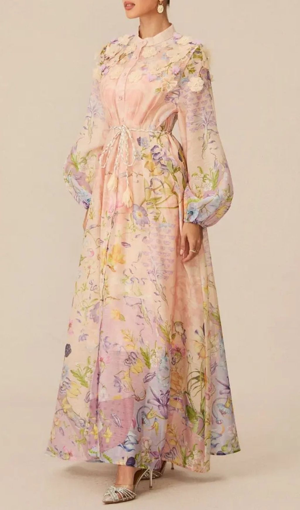 Kate Floral Print Tie Waist Maxi Dress