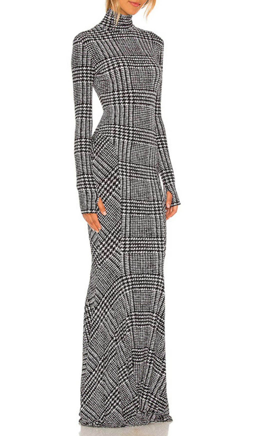 Gilmore Plaid Long Sleeve Maxi Dress