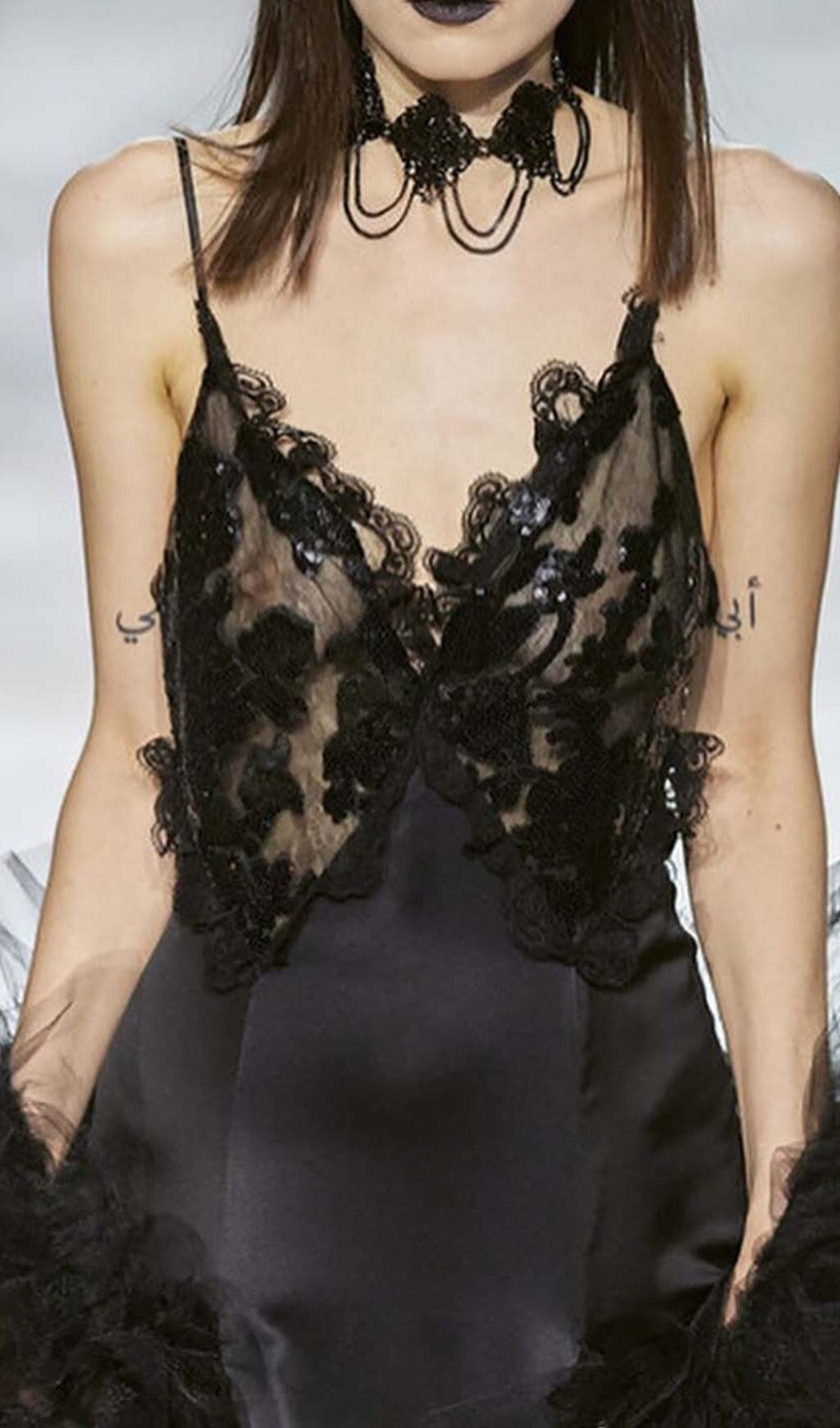 Sequin Lace Maxi Dress Black