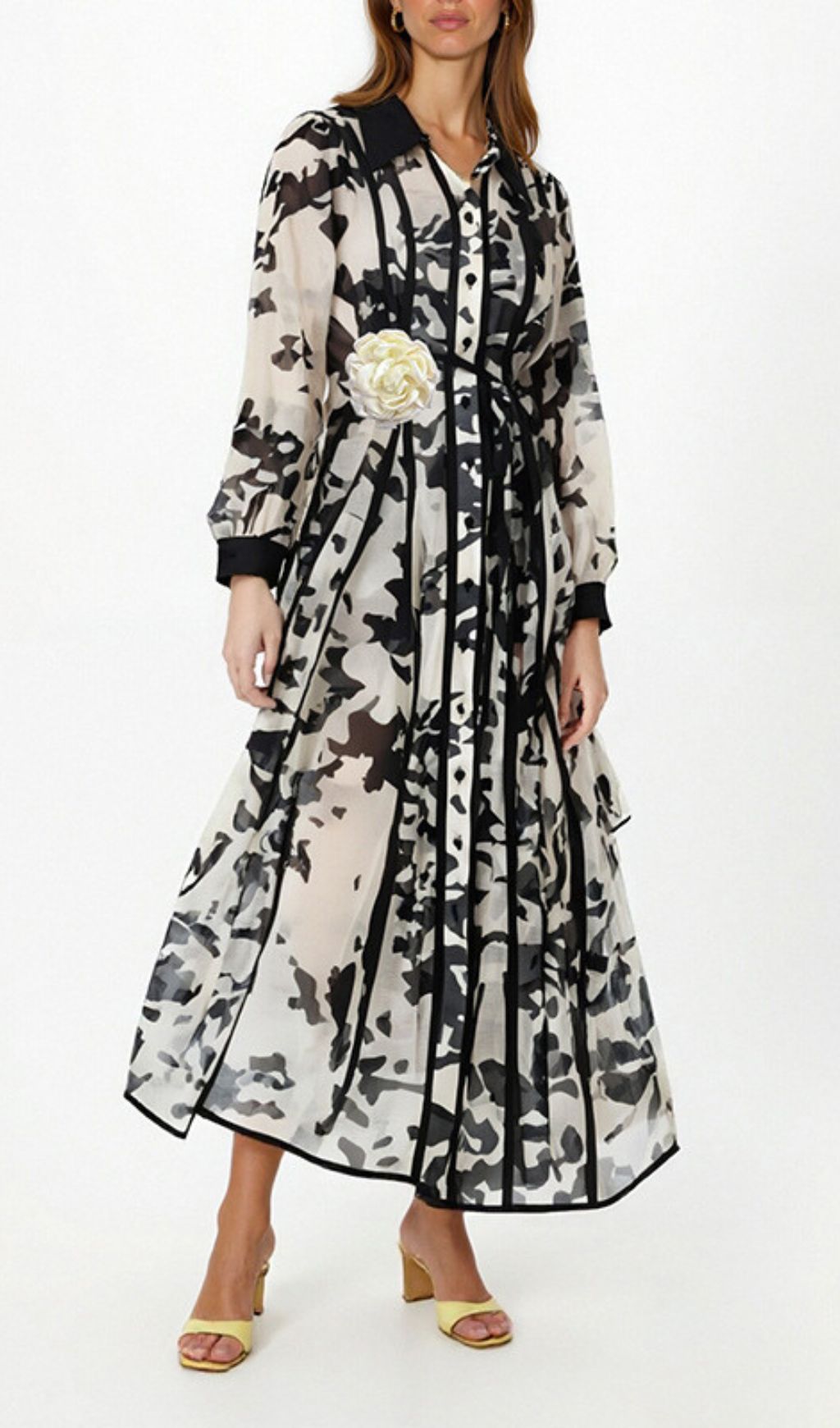 Ffion Printed Long Sleeve Midi Dress