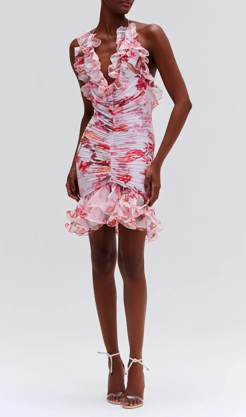 Floral Haze Stretch Tulle Sleeveless Mini Dress
