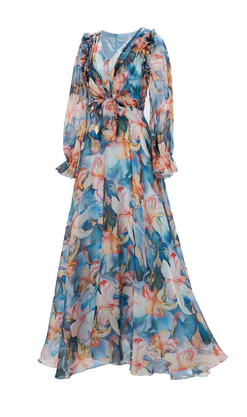 Fenicia Blue Floral Printed Maxi Dress
