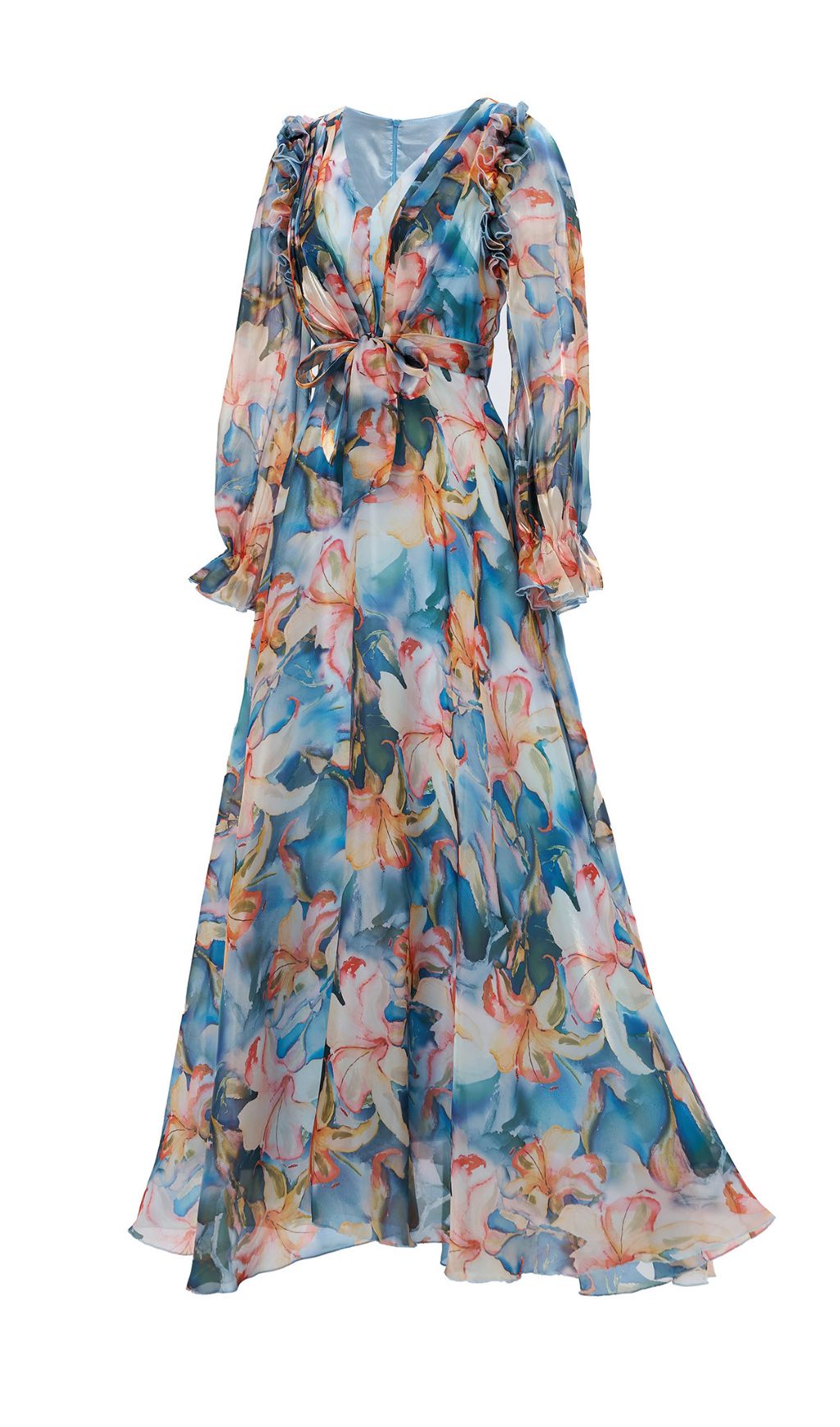 Fenicia Blue Floral Printed Maxi Dress