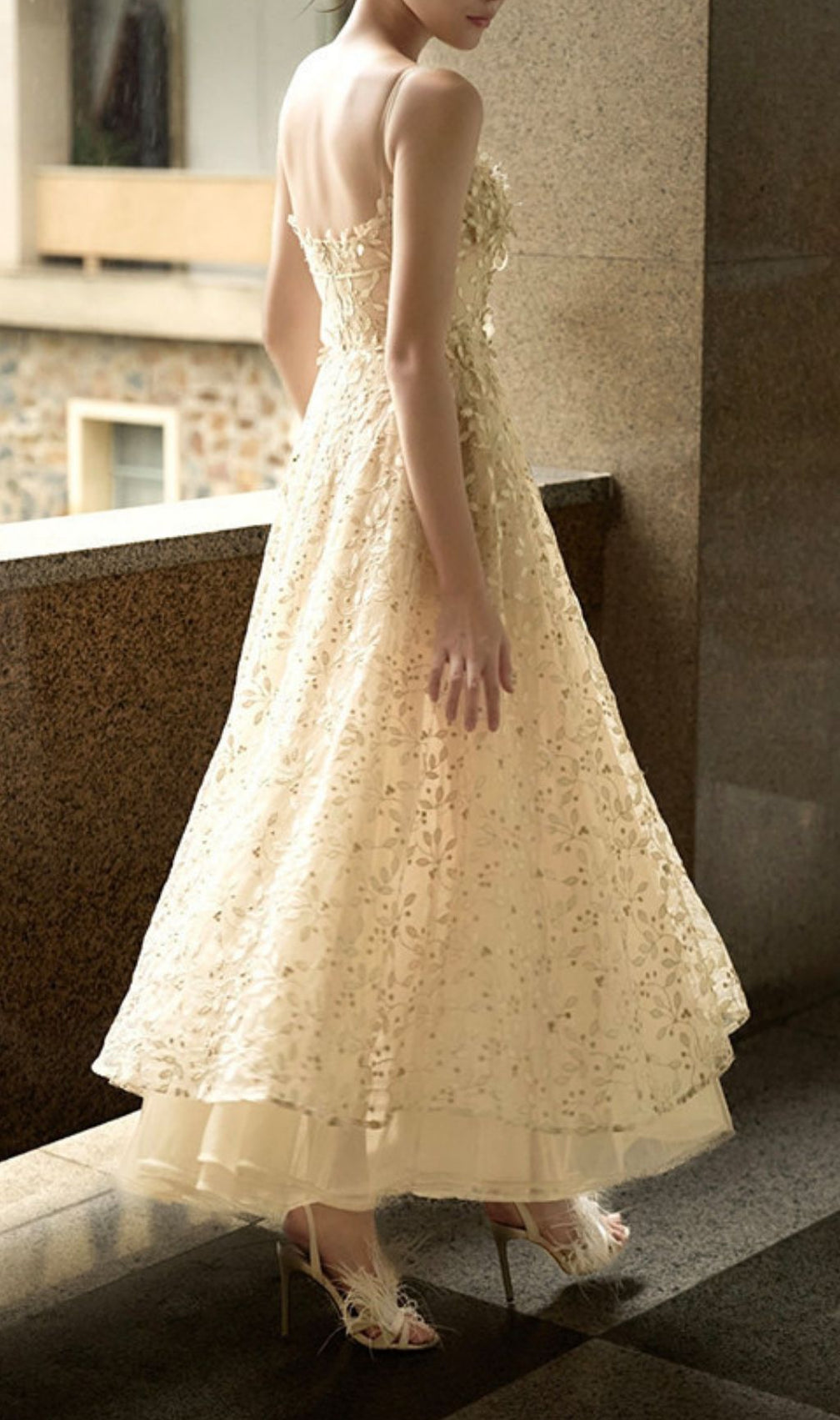 Kovie Strappy Embellished Mesh Maxi Dress